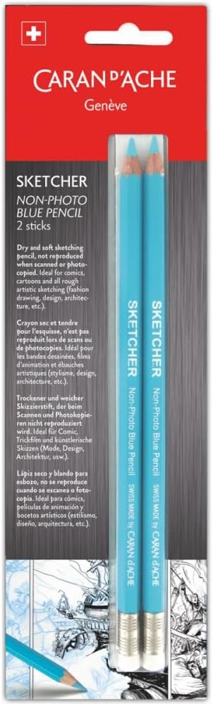Caran d’Ache Sketcher Non-Photo Blue 2 Pc Blister 2 Count (Pack of 1),