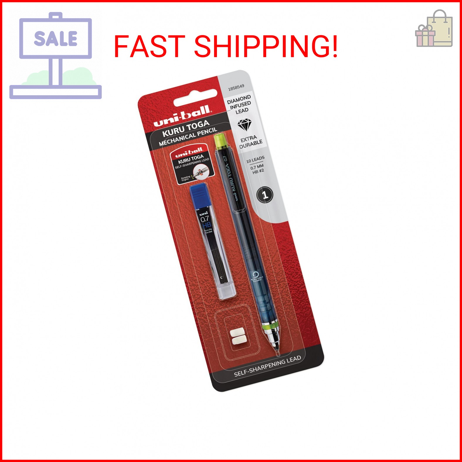 uniball Kuru Toga Mechanical Pencil Starter Kit, 0.7mm HB#2, 1 Pack
