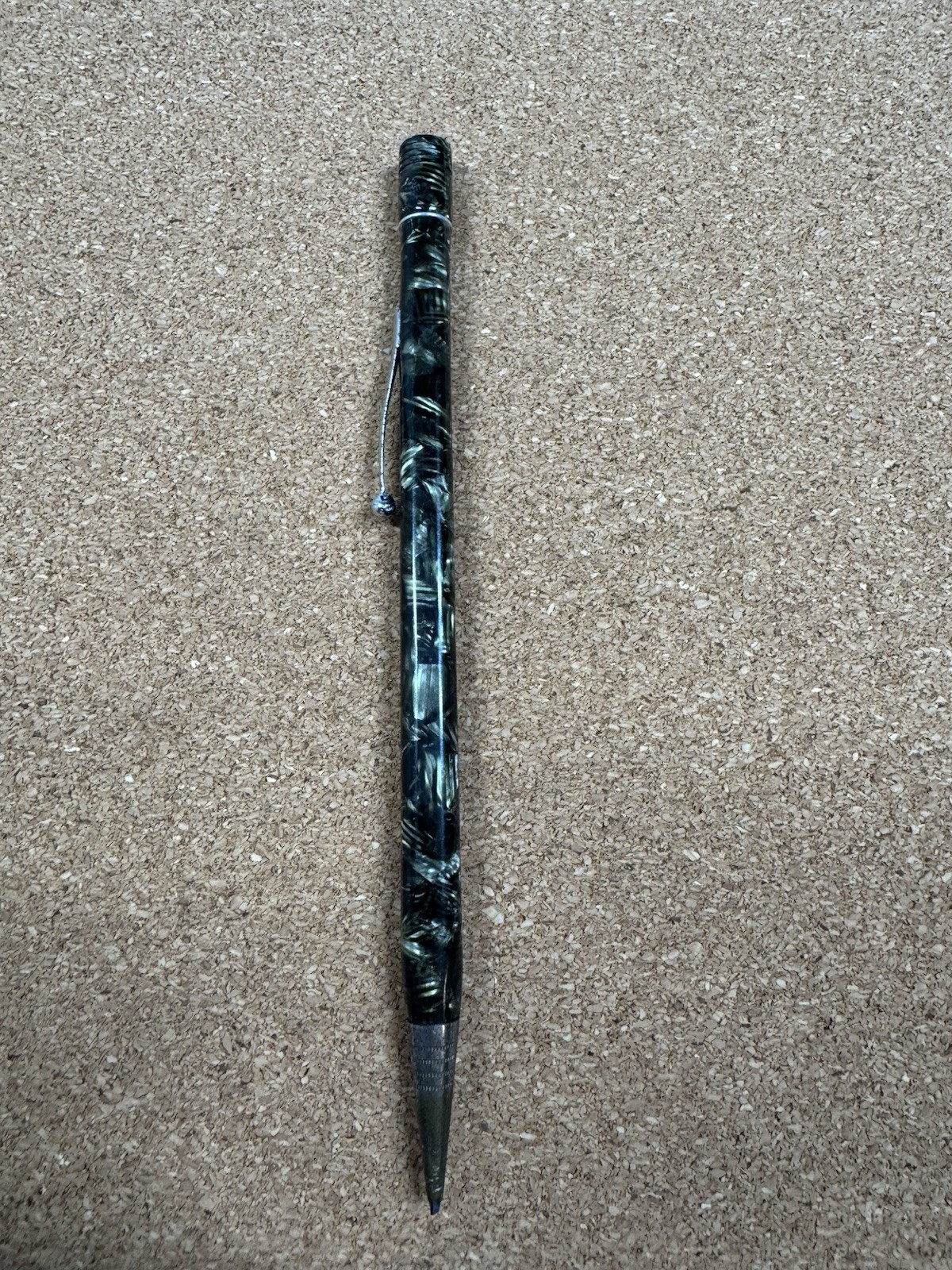 Antique Eversharp 4 Square Green Pattern Celluloid Mechanical Pencil Chrome Trim
