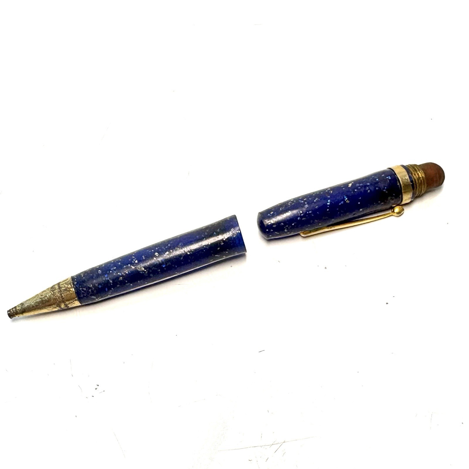 Vtg TREASURE Blue Glitter Flicks Mechanical Pencil Eraser Combo Condition Issues
