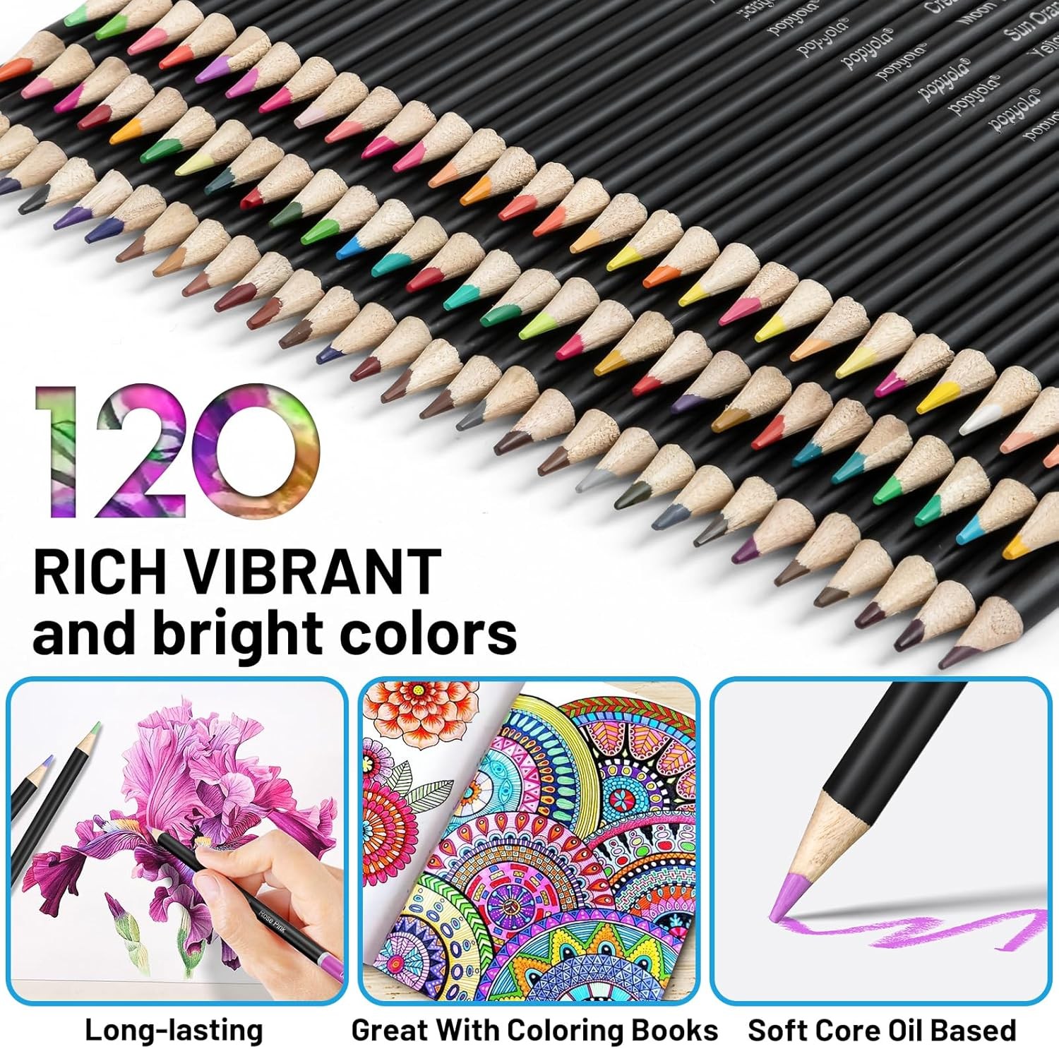 Art Supplies 136 Pack Colored Pencils Set for Adult Coloring Books, 120 Pink