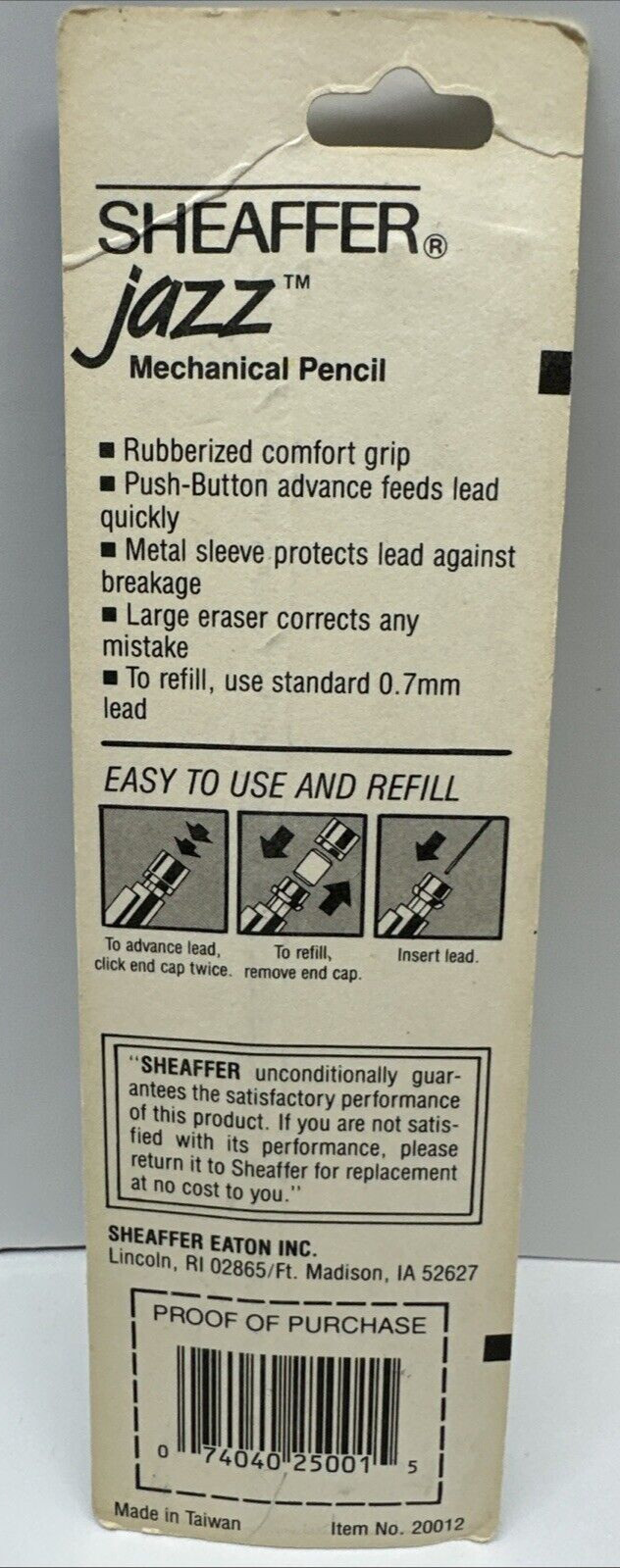 Sheaffer JAZZ Mechanical Pencil Push Button Comfort Grip .7mm Lead 20012 New VTG