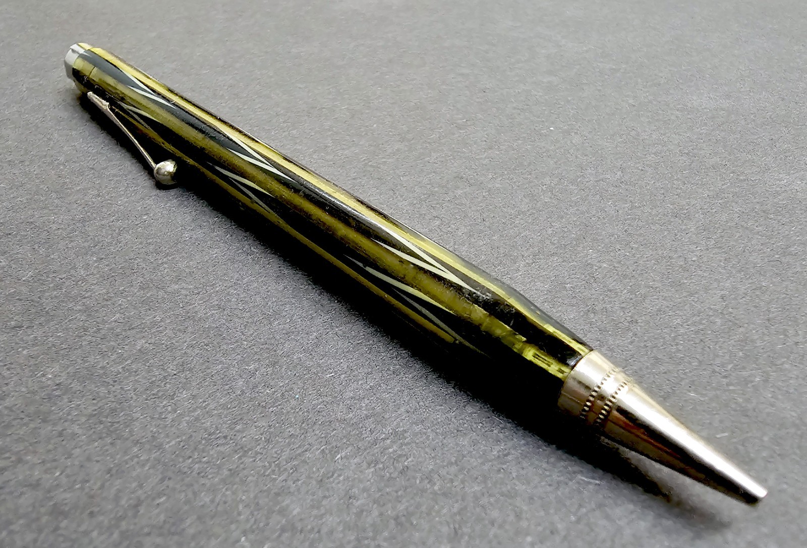 1930’s ONWARD Celluloid Mechanical Pencil Gold & Black Missing Eraser Works Well