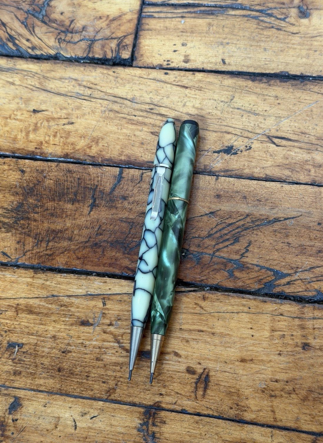 Vintage Mechanical Pencil Lot of 2 Green Marble Rite Rite Unbranded