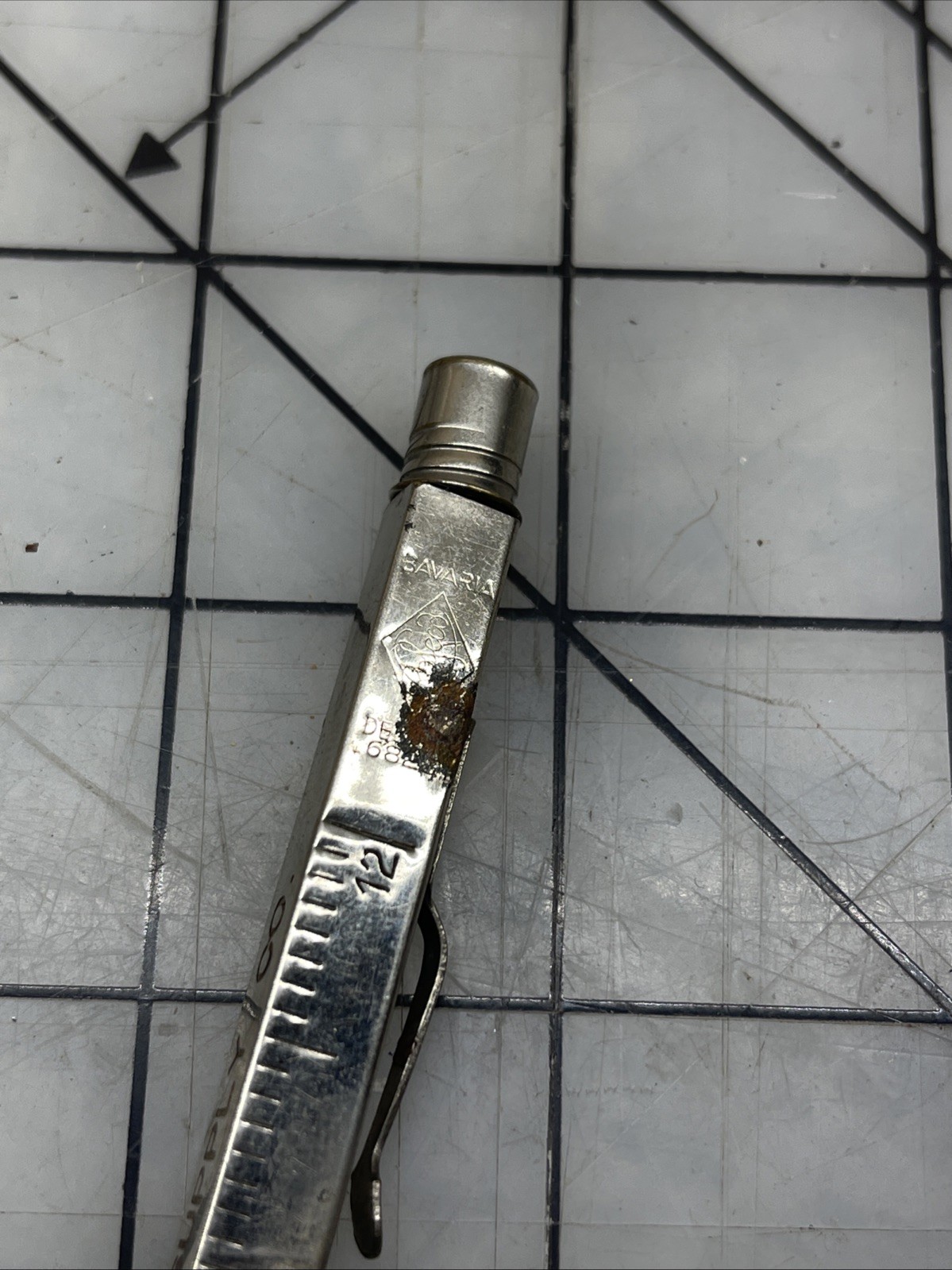 Vintage Telescoping 12″ Nickel Ruler Pencil Seattle Plumbing Co W Eraser Cap