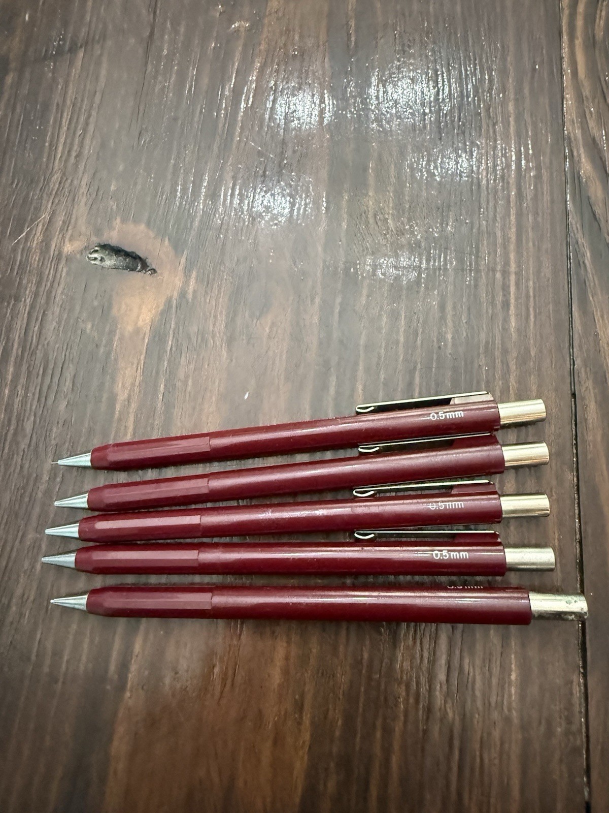 Lot of 5 Vintage Skilcraft Mechanical Pencils 0.5mm Burgundy Hexagonal Barrel