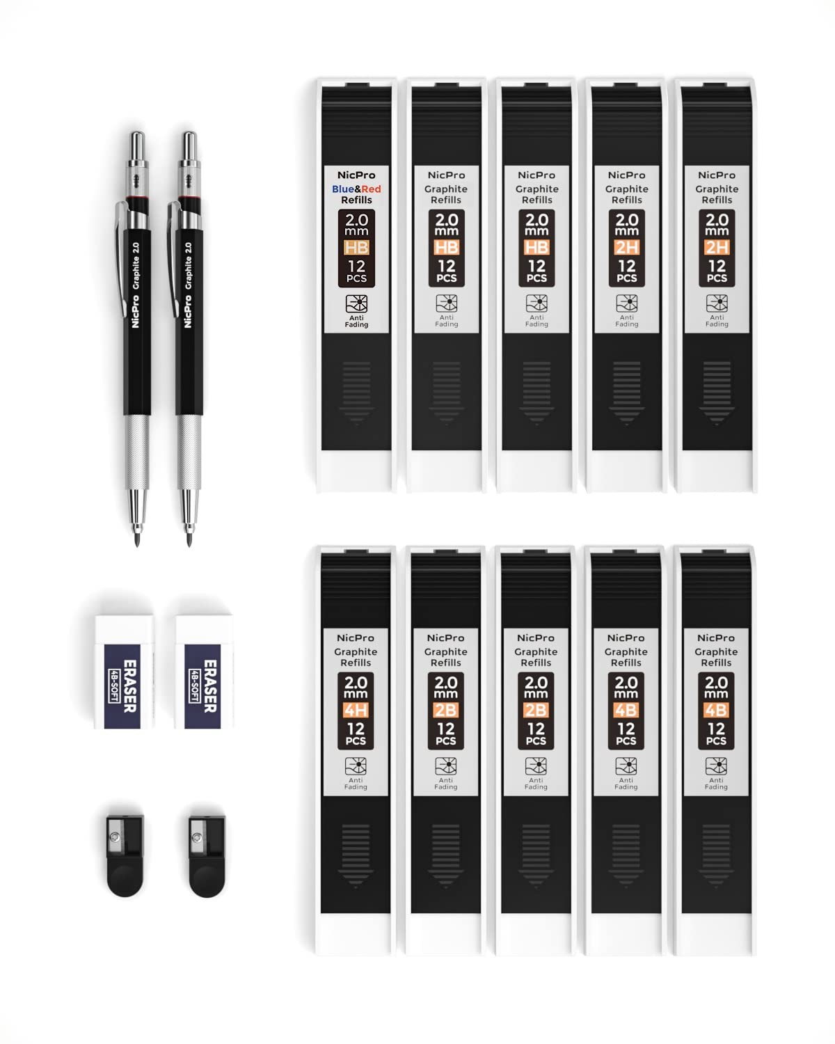 2mm Mechanical Pencil Set HeavyDuty Lead Holder 2.0mm Marker for Drafting Drawi