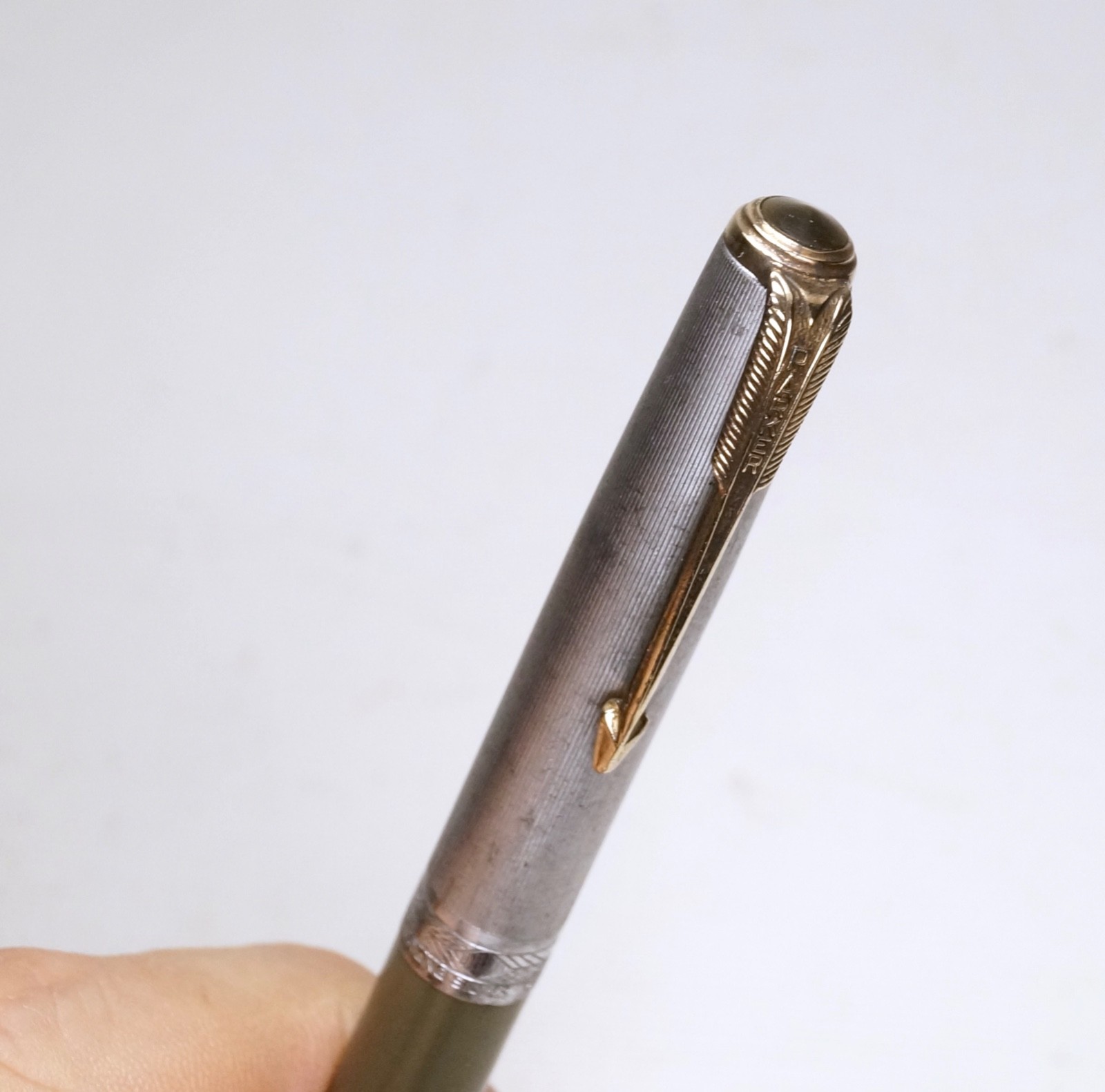 Parker 51 Pencil Sterling Cap Gray-Green Barrel GF Trim, For Parts or Repair