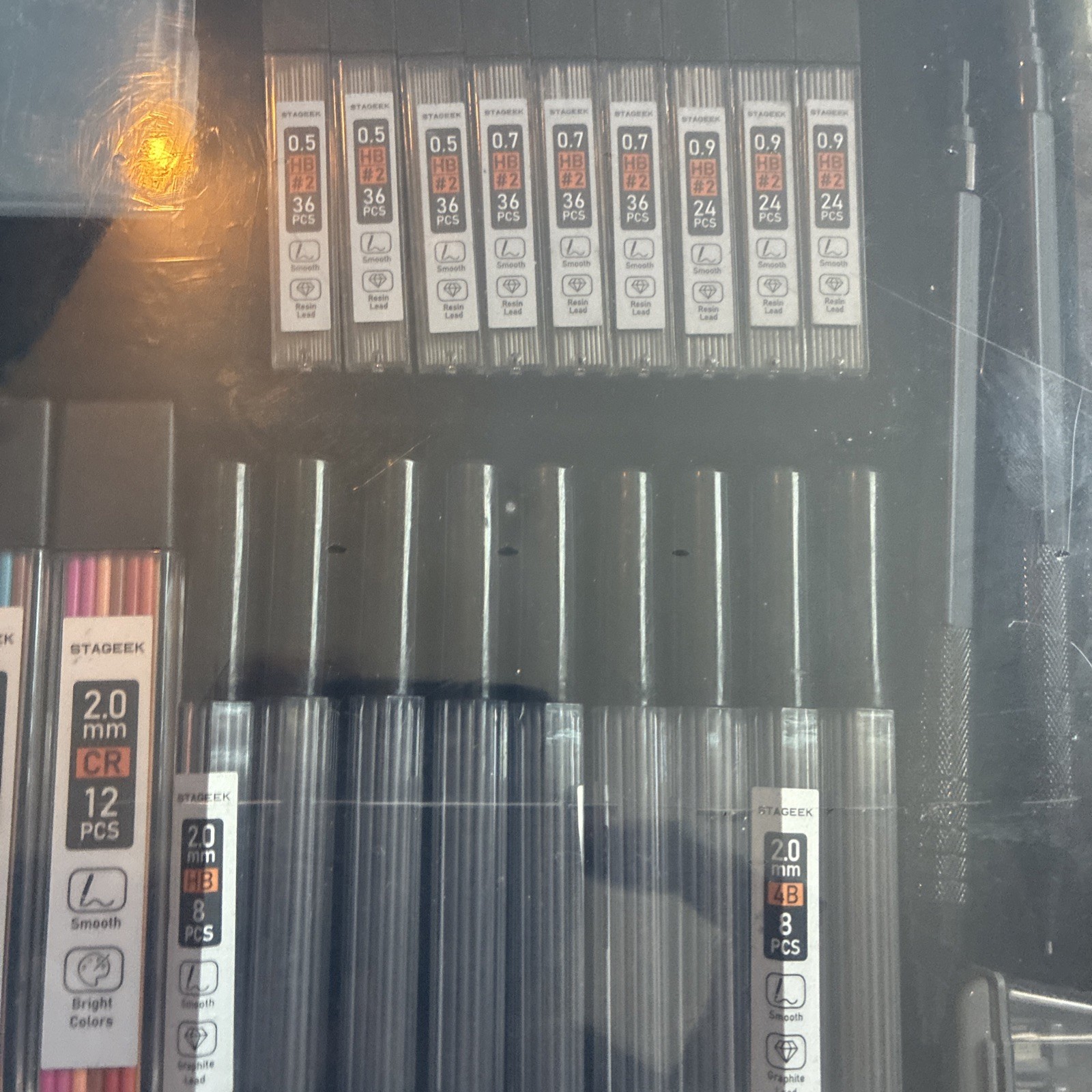 35Pcs Art Mechanical Pencil Set with Case, 0.5 0.7 0.9 2.0 Graphite Metal Drawin