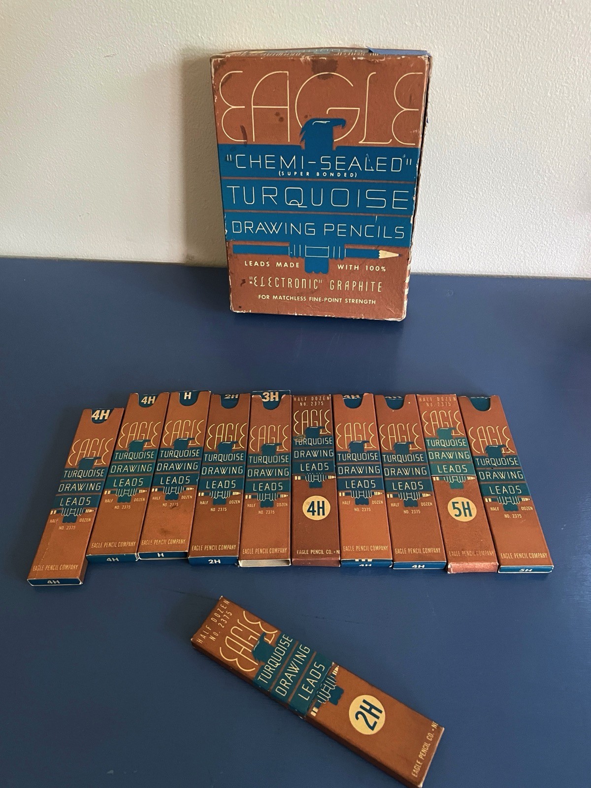 Vintage Eagle Turquoise Drawing Leads Lot of 11 Boxes