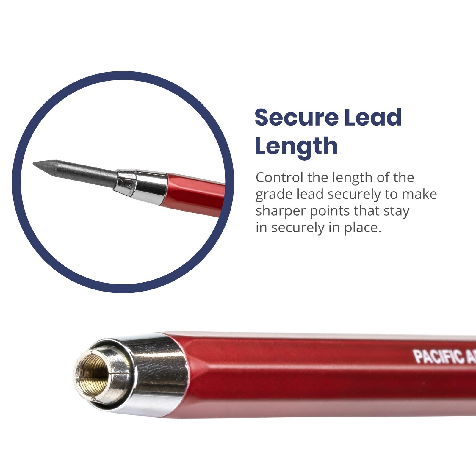 Technical Clutch Lead Holder 5.6mm Stainless Steel Red Premium Sketching Tool