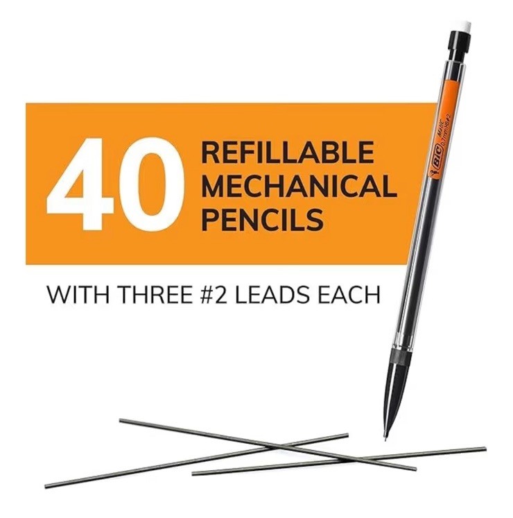 Xtra-Smooth Mechanical Pencils with Erasers,Medium Point(0.7mm)40-Count Pack