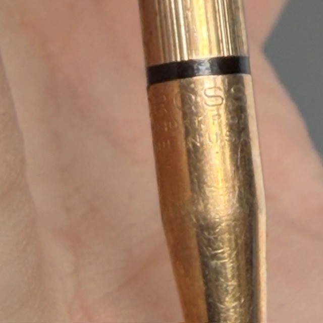 Vintage Ballou & Boss Retractable Pencil Brooch Pin Cross Mechanical Pencil Gold