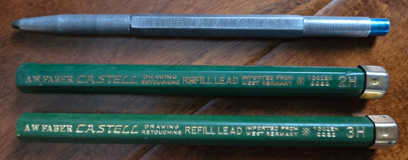 Vtg DJ Fugle Leadlok Blue Mechanical Pencil w/ Extra AW Faber Castell 2H 3H Lead