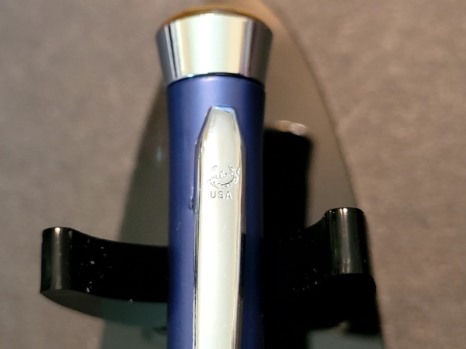 Vtg Metallic Blue Garland USA .7MM Mechanical Pencil Bubble Top Advertising VA