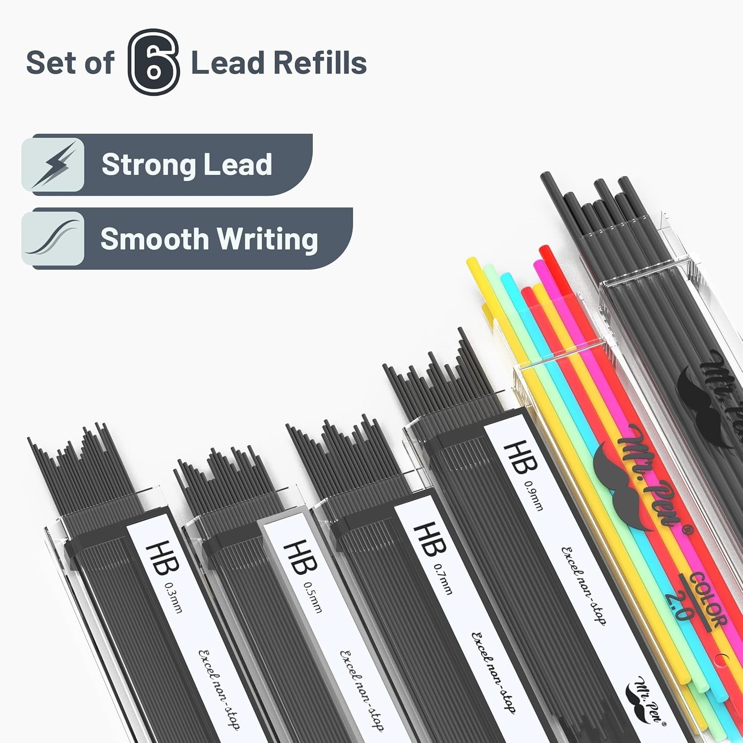 – Metal Mechanical Pencil Set with Lead and Eraser Refills, 5 Sizes