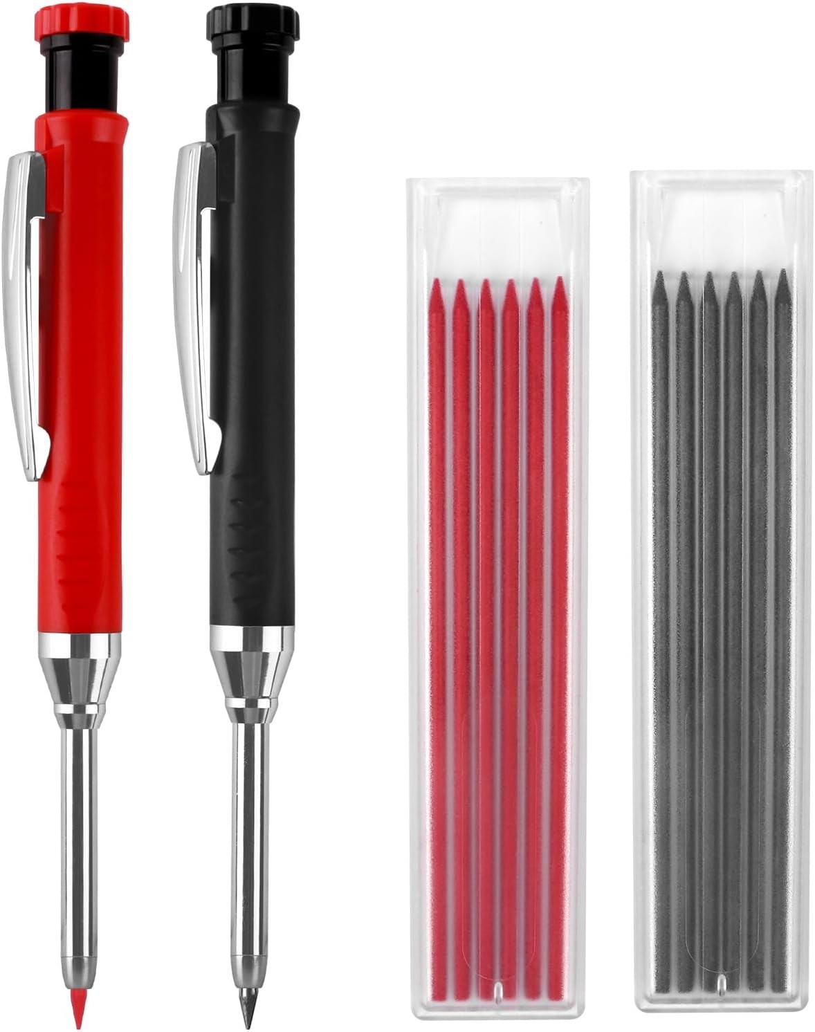 2 Pack Carpenter Pencils Mechanical 1 Count (Pack of 2), Black, Red