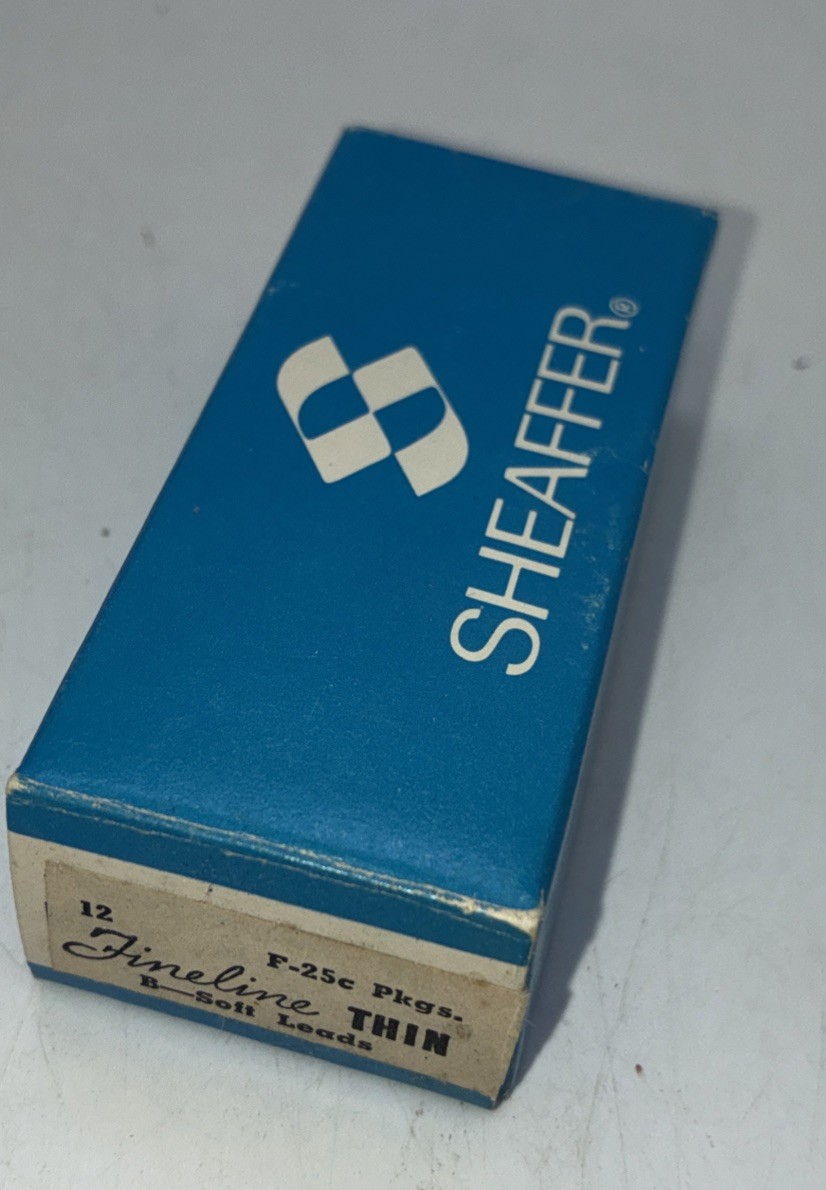 NOS Sheaffer Fineline Leads Thin Black B Soft Leads Tins, Box of 9 Tins