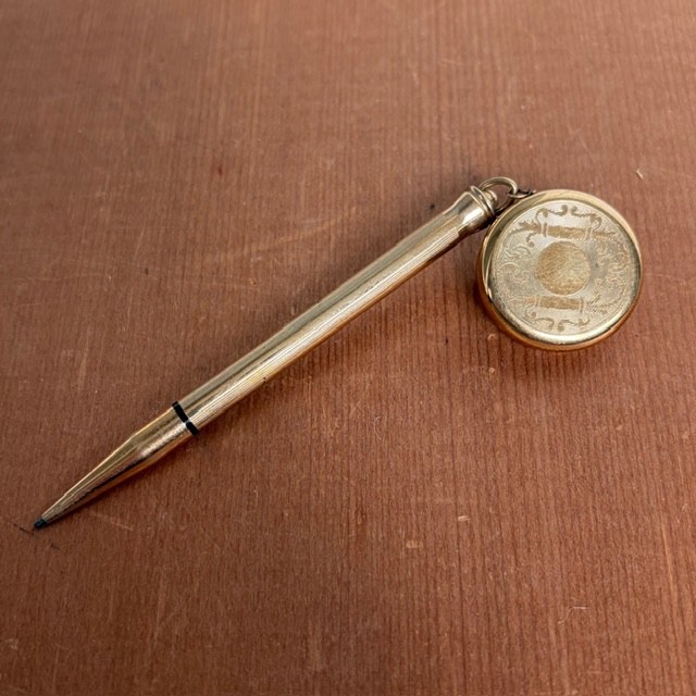 Vintage Ballou & Boss Retractable Pencil Brooch Pin Cross Mechanical Pencil Gold