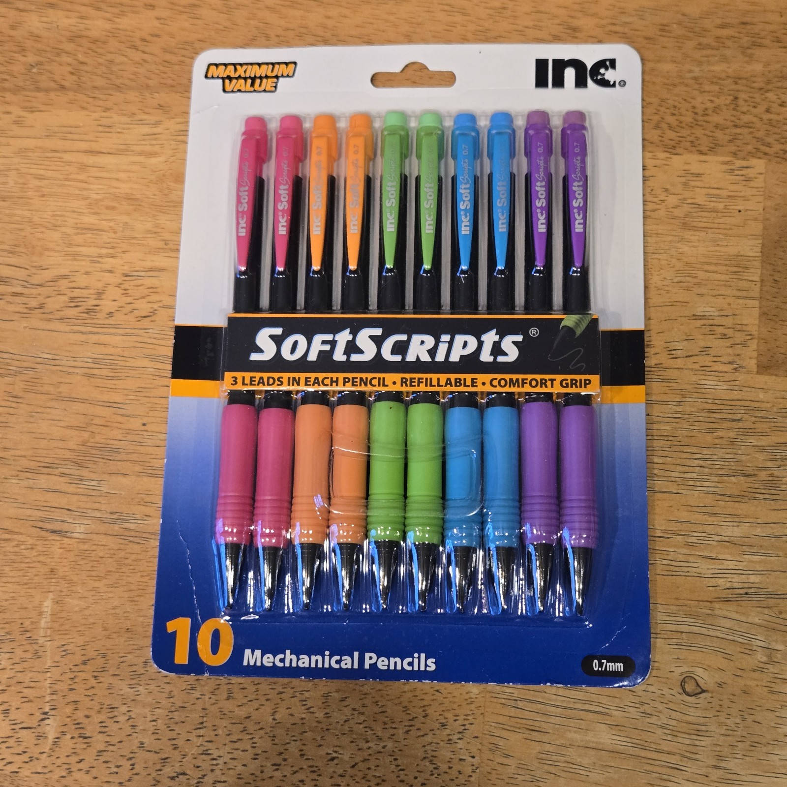 Inc Soft Scripts 10 Mechanical Pencils 0.7 mm Lead 10 Pack. New