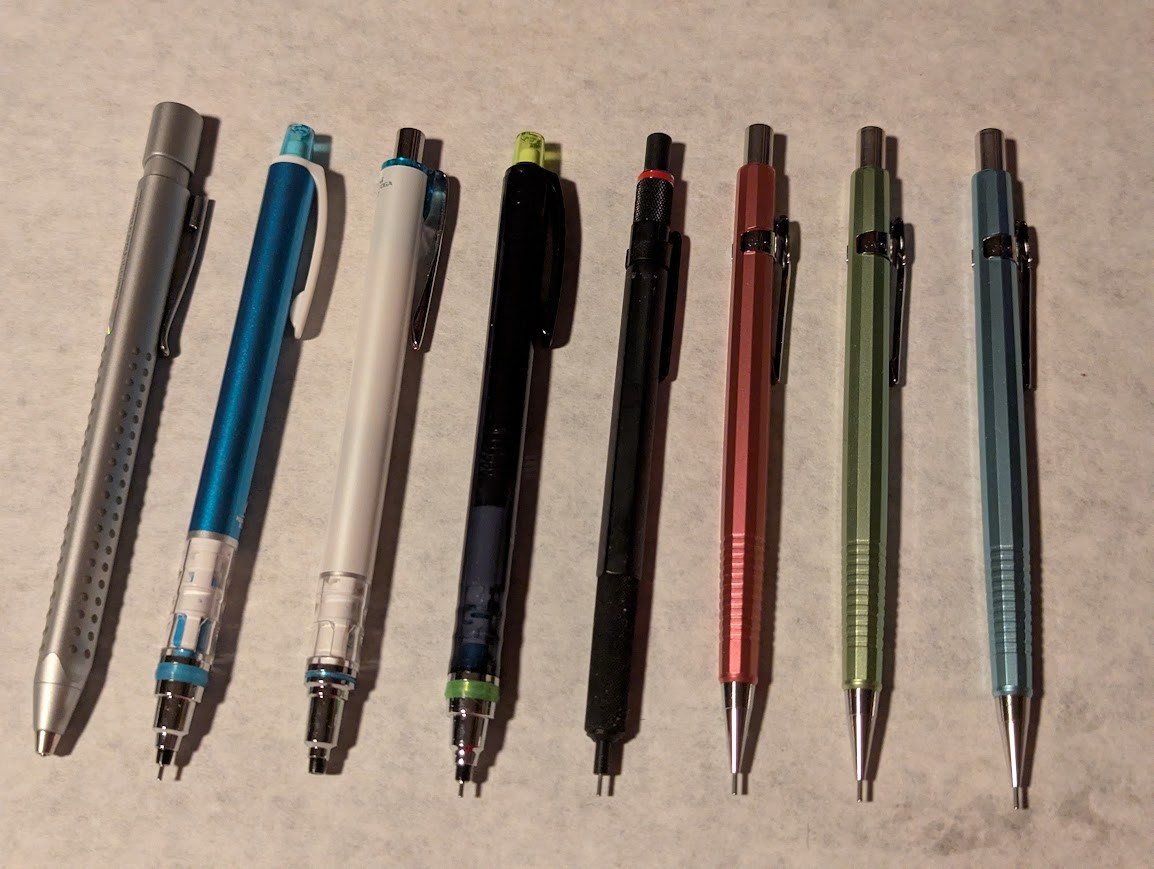 47 Piece Set 0.7mm Mechanical Pencils, Lead Refill, Erasers, Bag, Desk Holder