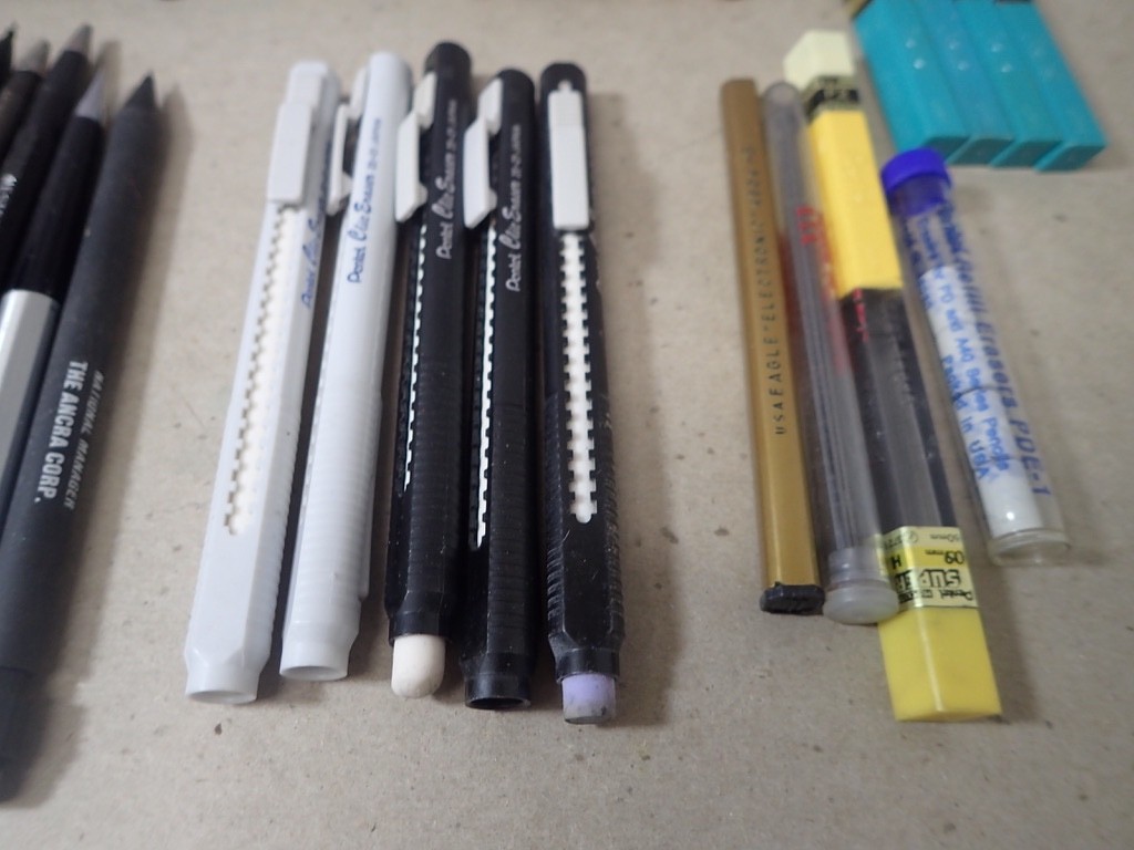 Large Lot Vintage Pencil Lead Holders, Mechanical Pencils & Eraser Pens