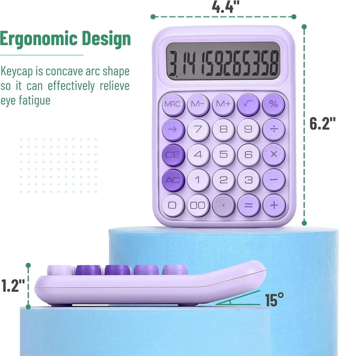 Mr. Pen- Mechanical Switch Calculator, 12 Digit Large LCD Display | Purple with