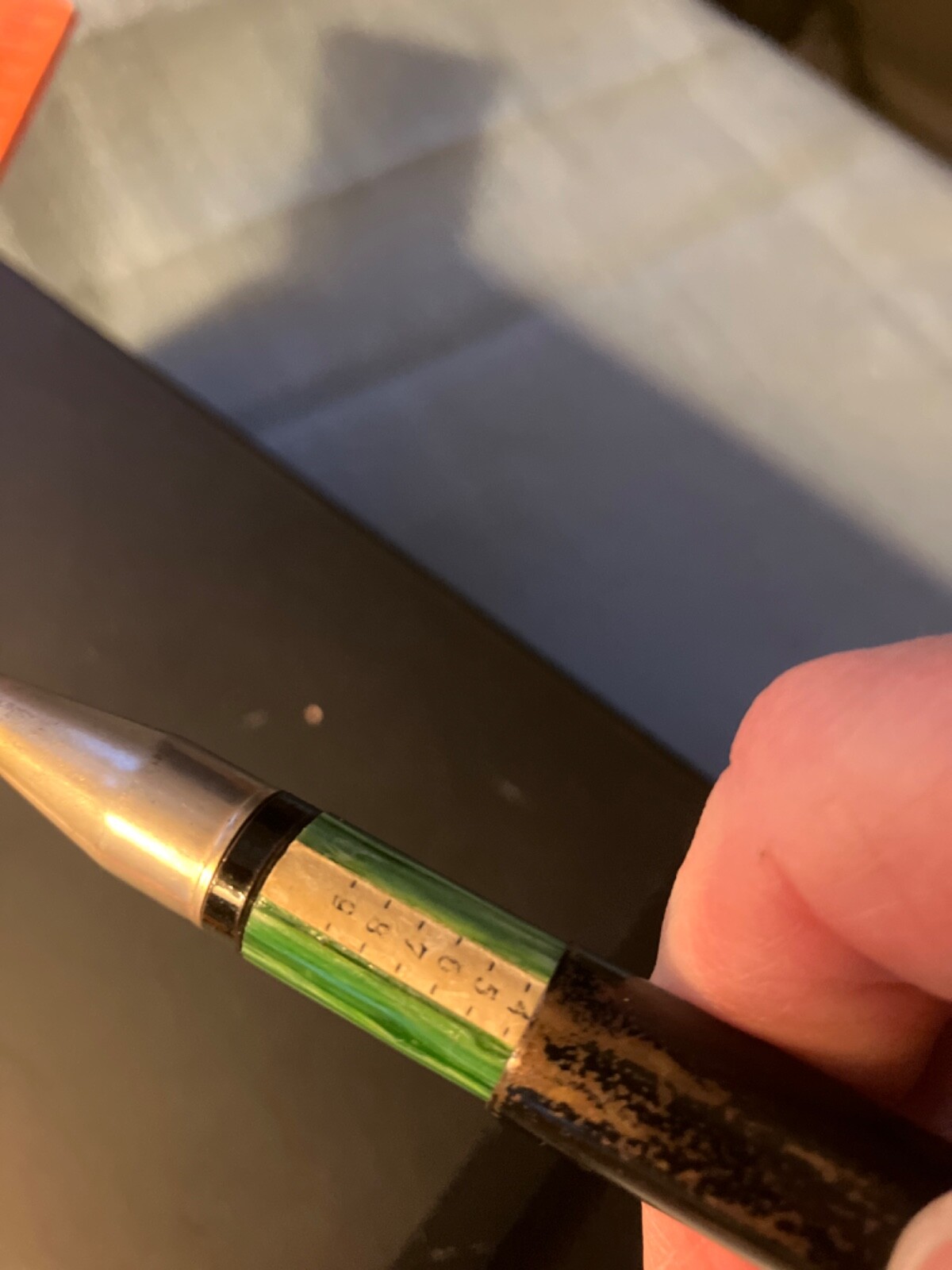 Mechanical Pencil 14K Gold Green/black white w/calculator math function & Lead