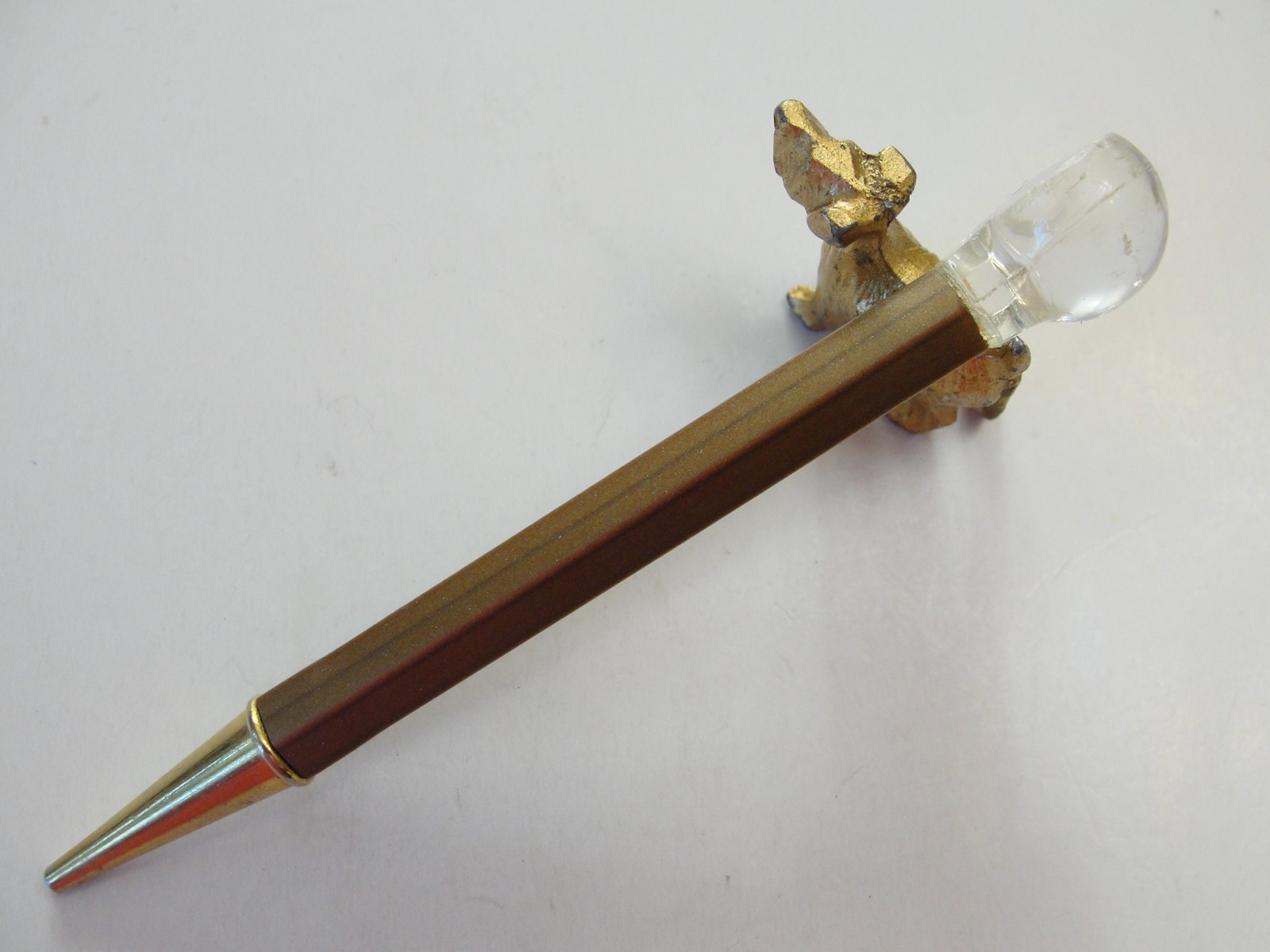 Vintage Bronze Metal Clear Ball Dialer 3 1/2″ Mechanical Pencil