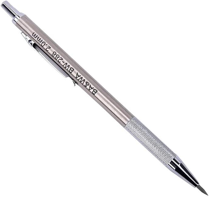 2 Pack 2.0 Mm Lead Holder Metal Mechanical Pencil Automatic Mechanical Drafting