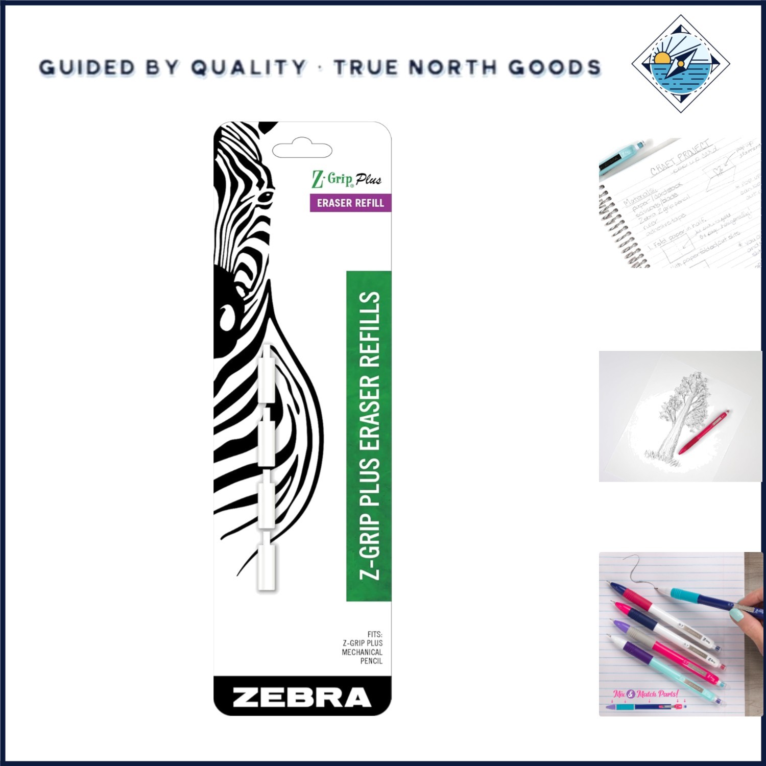 Mechanical Pencil Eraser Refills 0.7mm, White Soft Erasing Performance, 4-Pack
