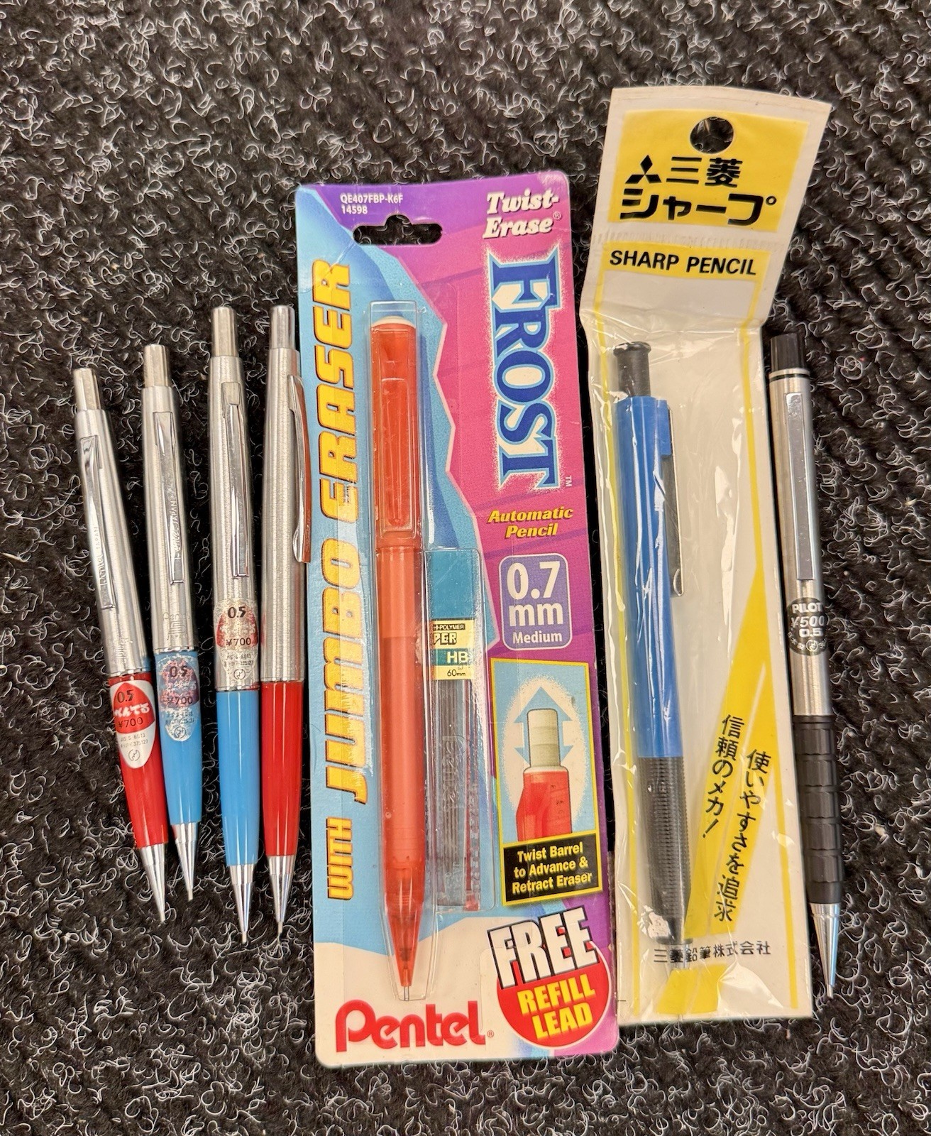 Vintage Japanese Mechanical Pencil Lot Pentel Mitsubishi Twist Erase P505 ML5