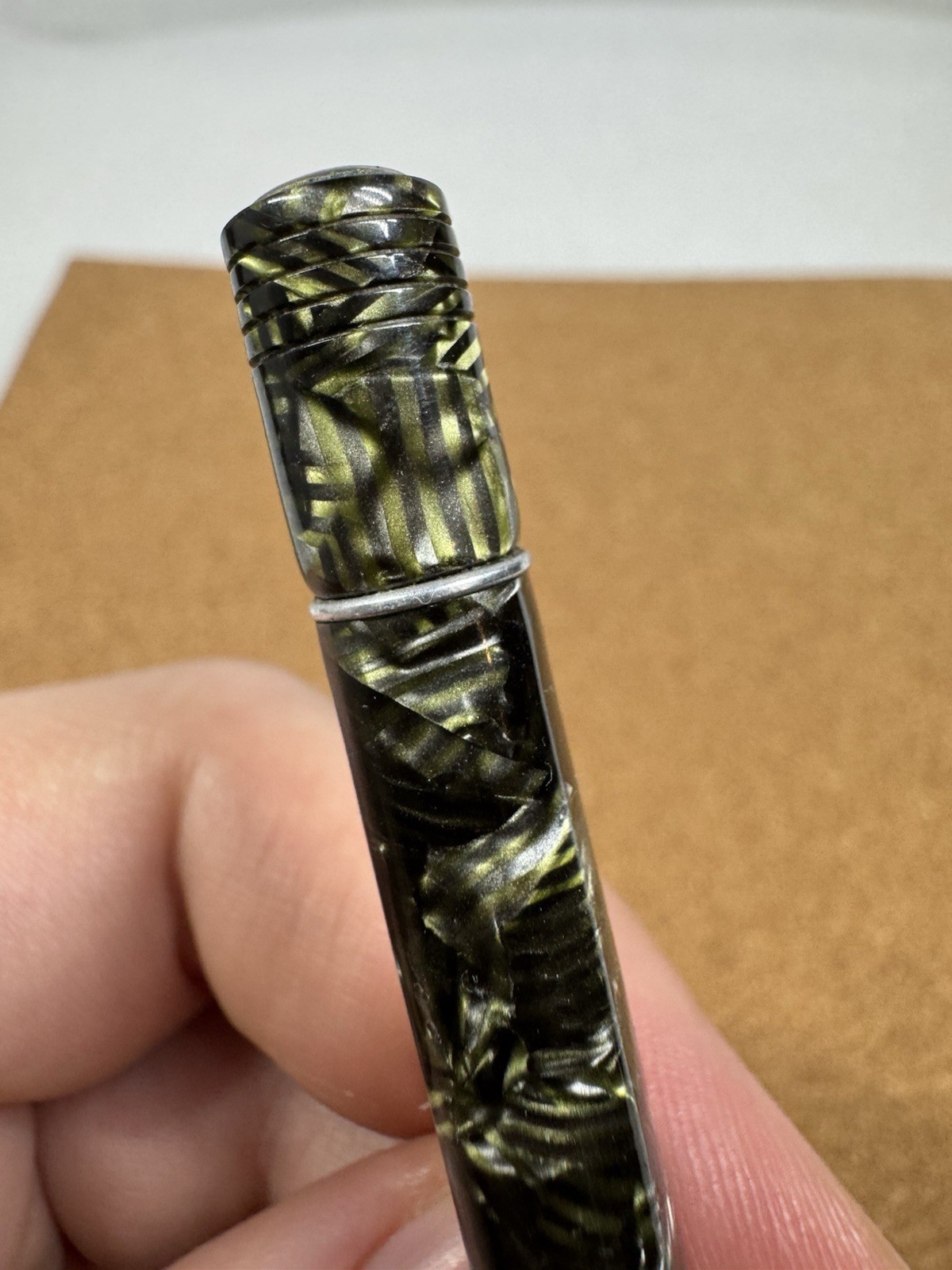 Antique Eversharp 4 Square Green Pattern Celluloid Mechanical Pencil Chrome Trim