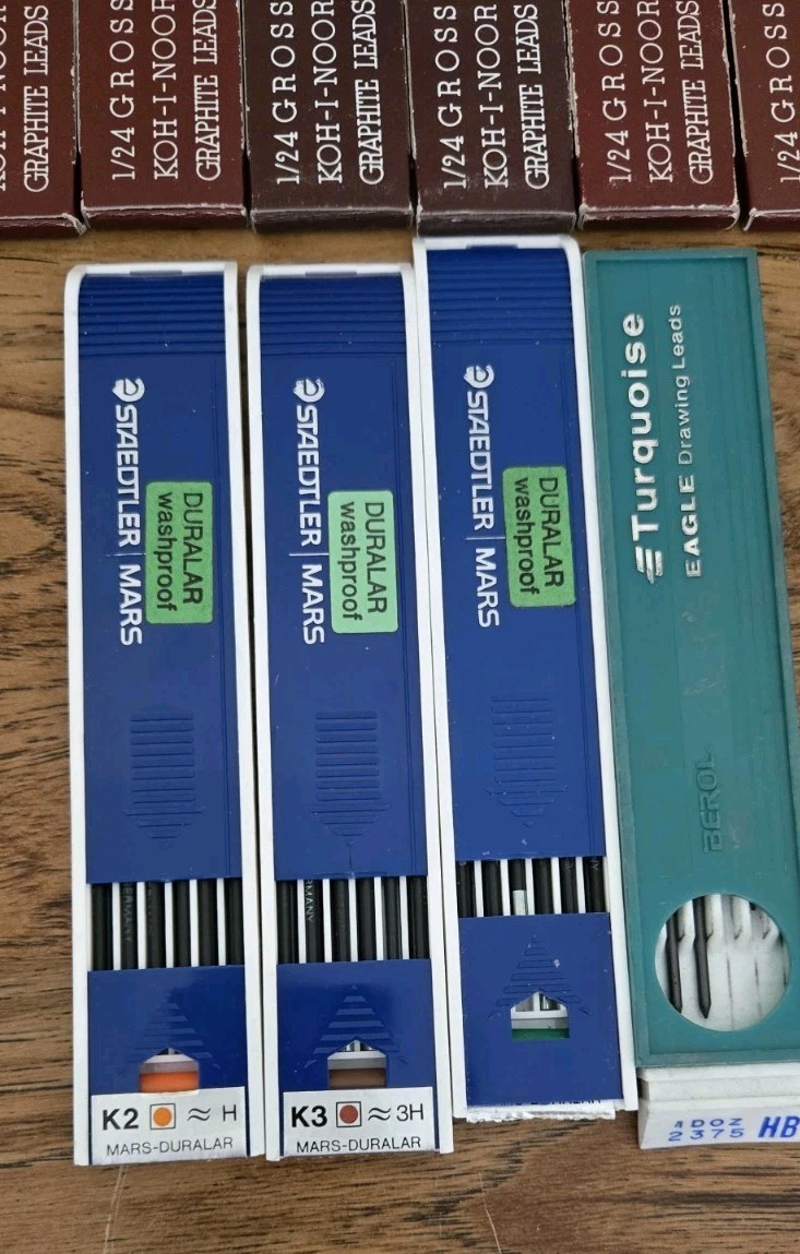 Vintage Graphite Drawing Leads Lot Of 10-Koh-I-Noor-Staedtler-Eagle-Mixed Sizes