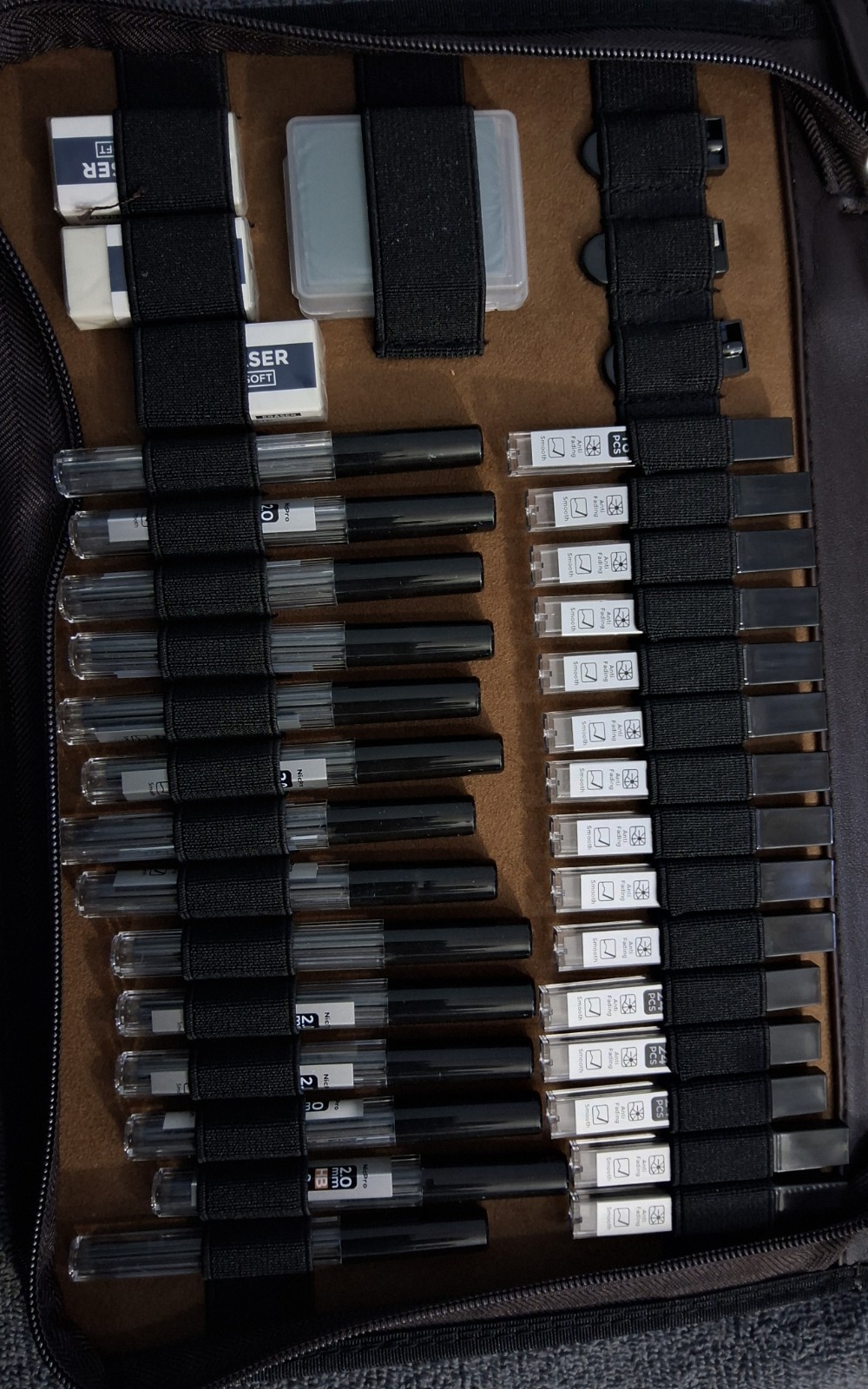 Nicpro 58 PCS Art Drawing Supplies Kit Leather Case Mechanical Black BRAND NEW