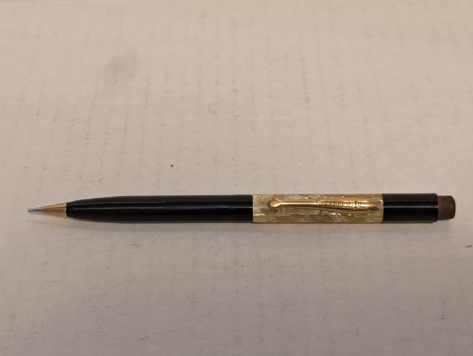 Vintage Sheaffer Mechanical Pencil – Black Gold Marbled Faux Pearl Parts/Repair