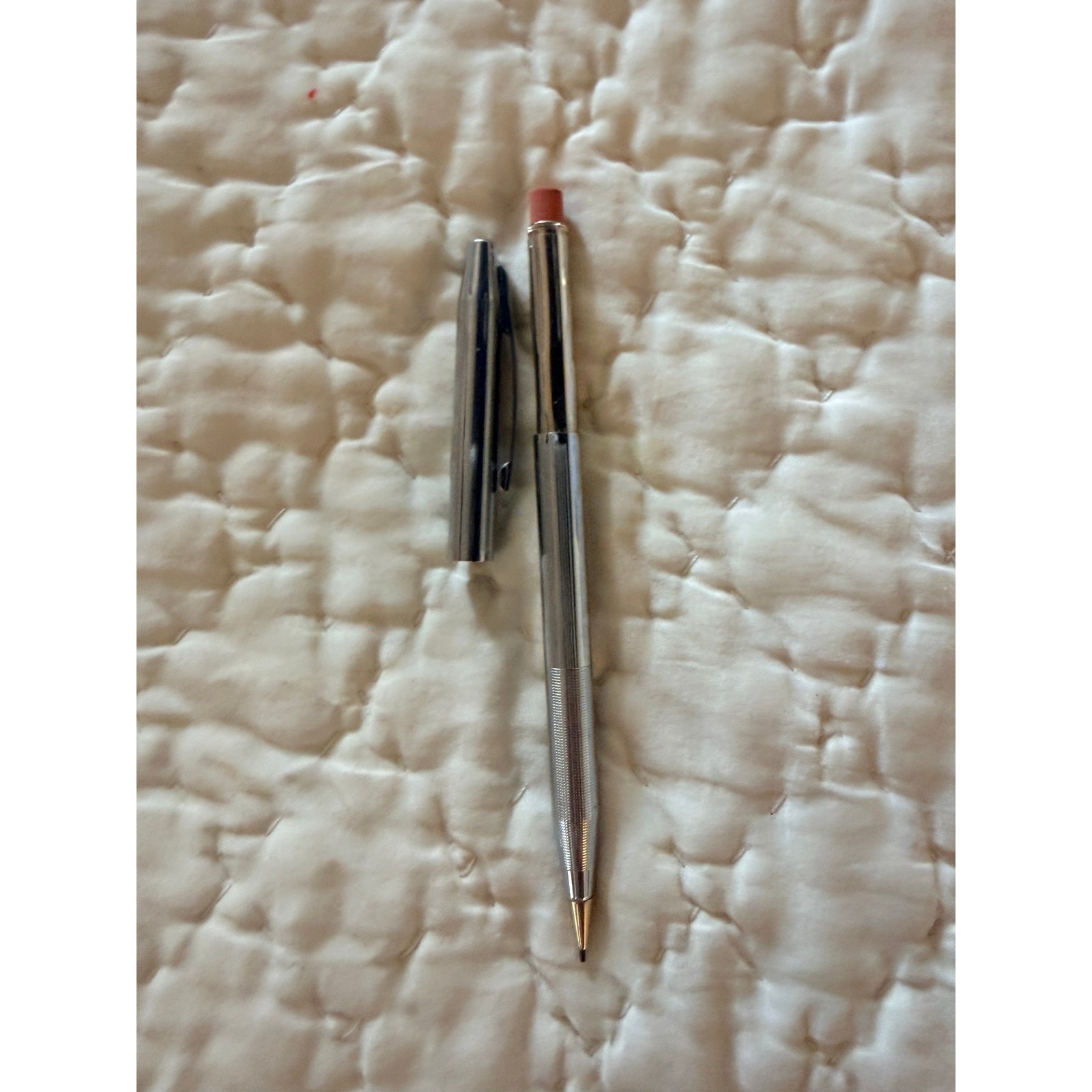 Vintage Cross Centennial Mechanical Pencil Chrome Pinstripe Made in USA Gold Tip