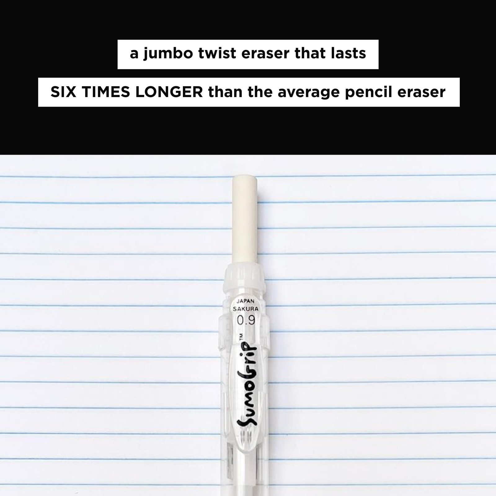0.9mm Sumogrip Mechanical Pencil Clear with Comfort Grip Ergonomic Design new