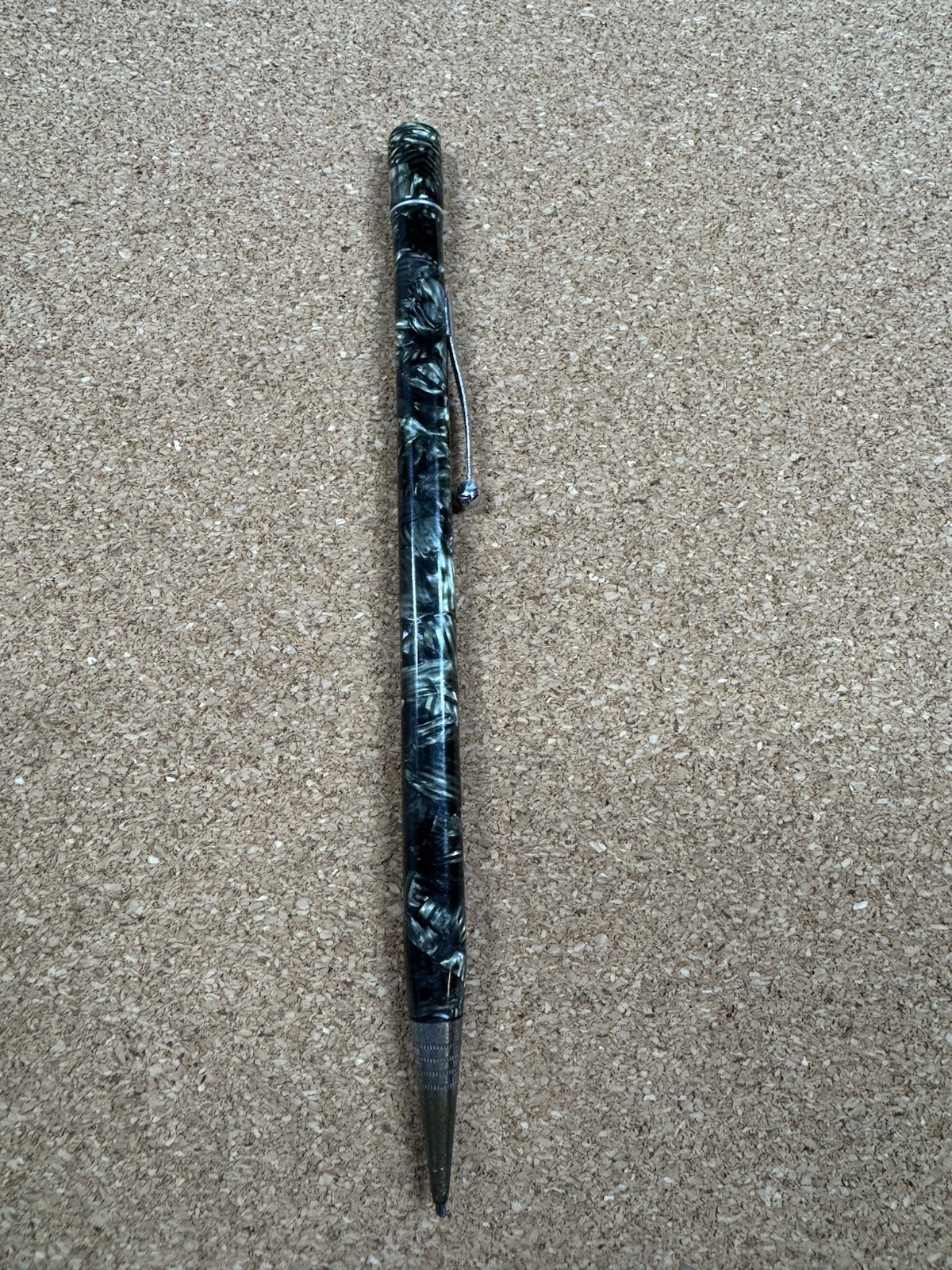 Antique Eversharp 4 Square Green Pattern Celluloid Mechanical Pencil Chrome Trim