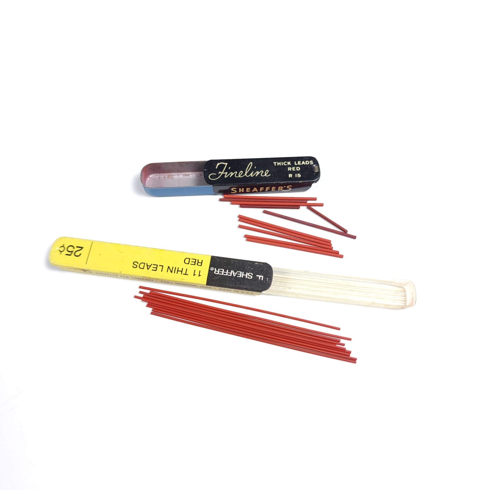 Vintage Sheaffer Fineline Mechanical Pencil Lead Thick and Thin Leads Red