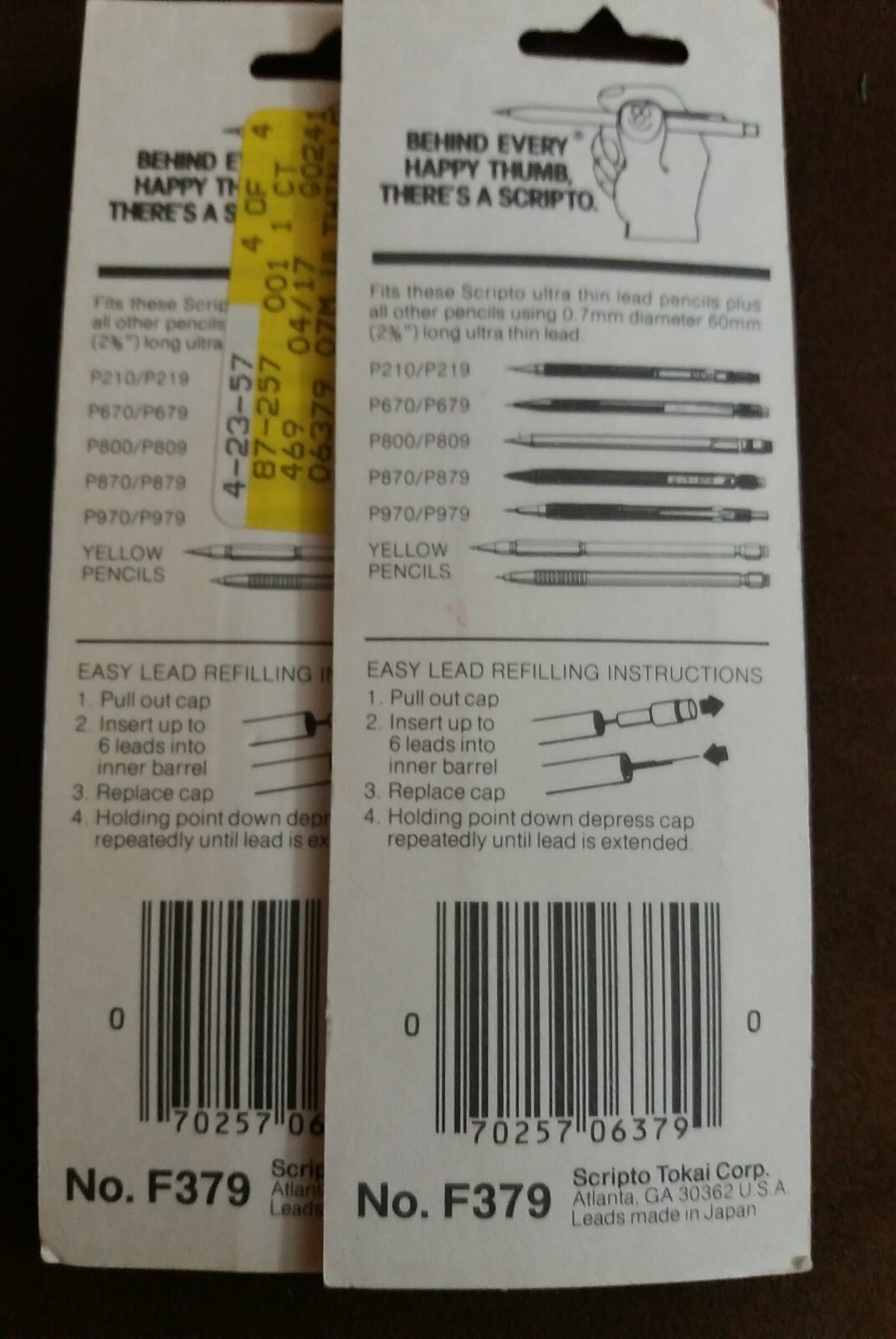 Three 3 Sealed Vintage Scripto 0.7 Ultra Thin Leads – No. F379 Hanging Cards