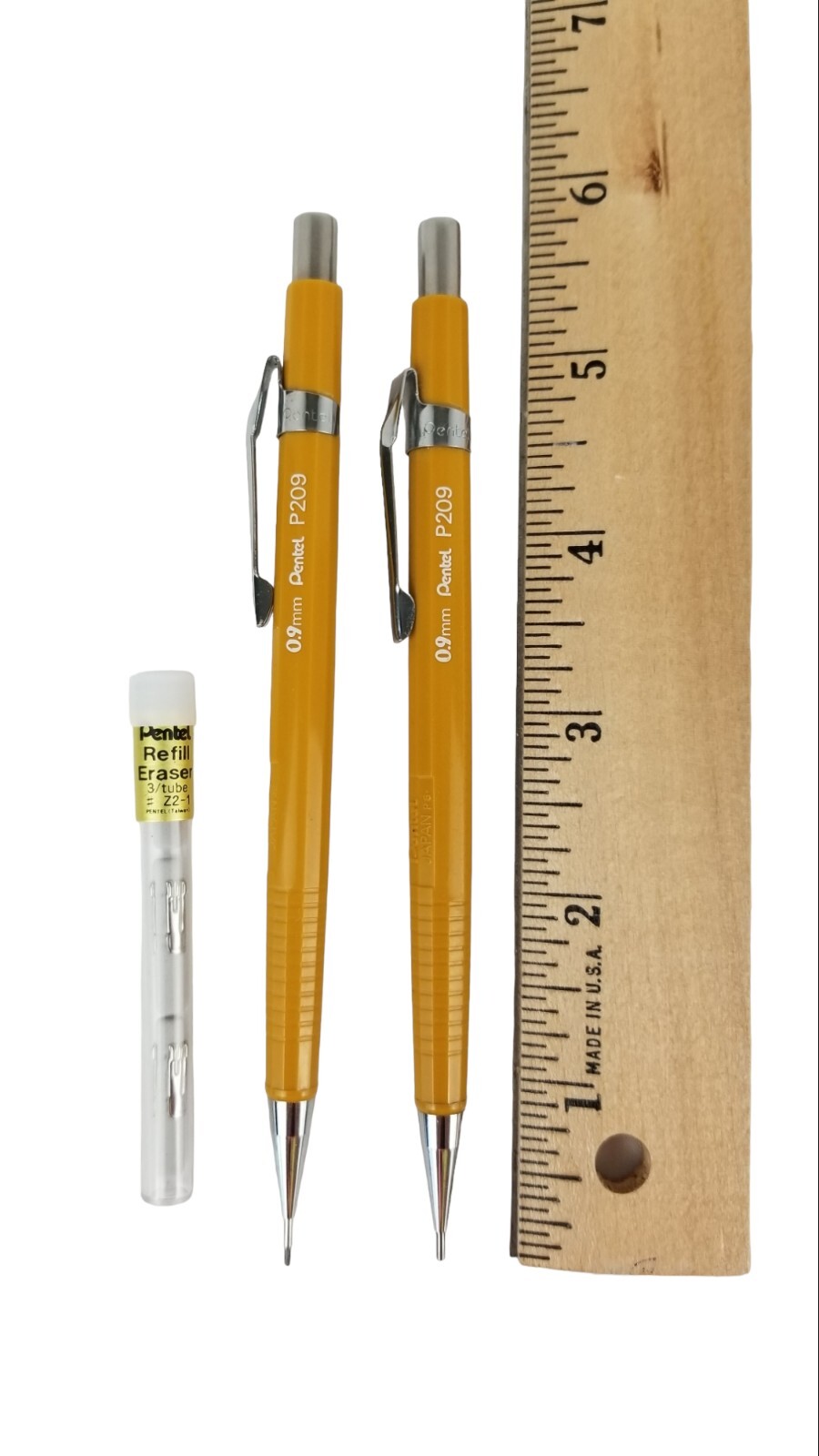 2 Vintage 1990’s PENTEL P209 .9mm Mechanical Drafting Pencils w/ Spare Erasers