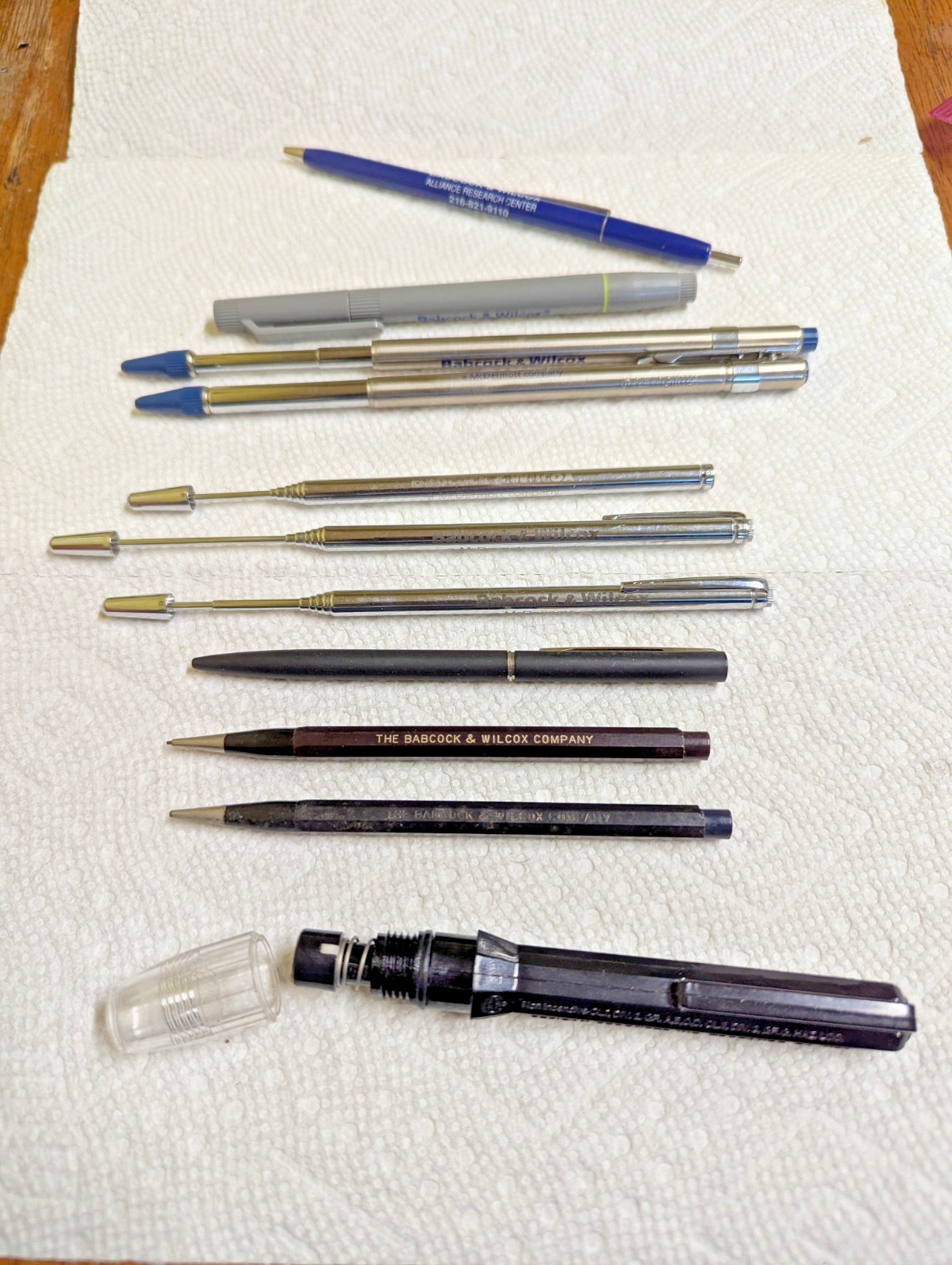 Babcock & Wilcox B&W Mechanical Pencil Pen Pointers Pen Light Variety Lot Vtg