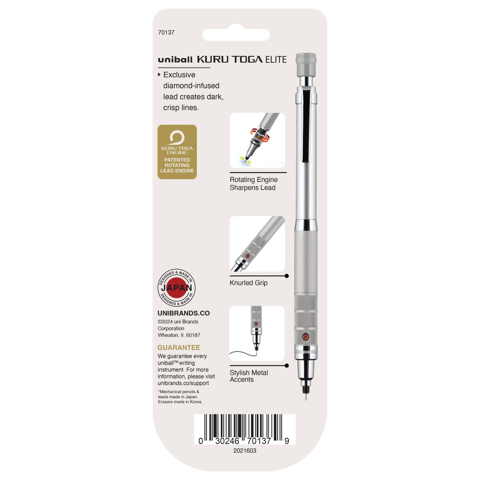 uniball Kuru Toga Elite Mechanical Pencil Starter Kit, 0.5mm, HB #2, Silver B…