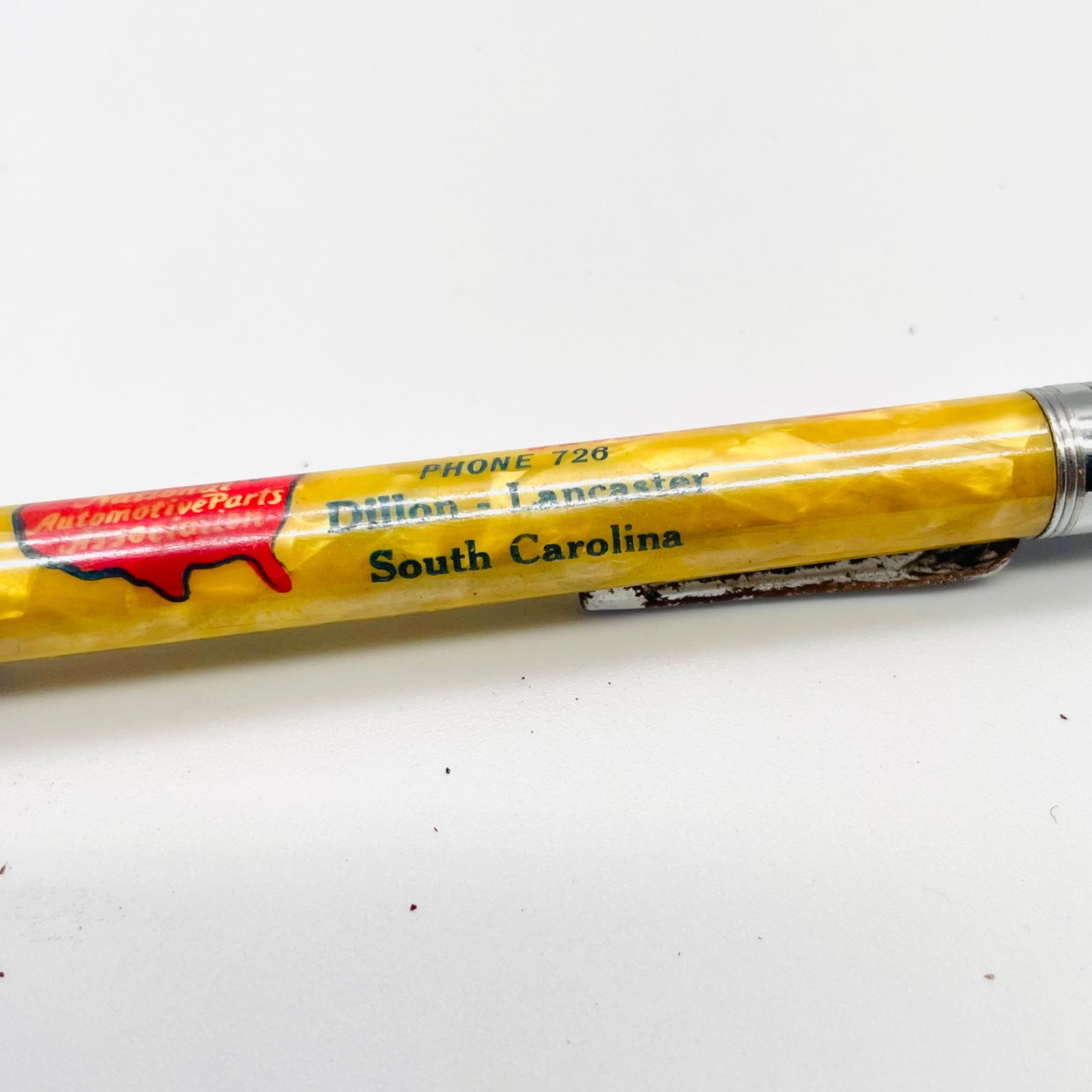 NAPA National Automotive Parts Advertising Mechanical Pencil Yellow Marbled SC