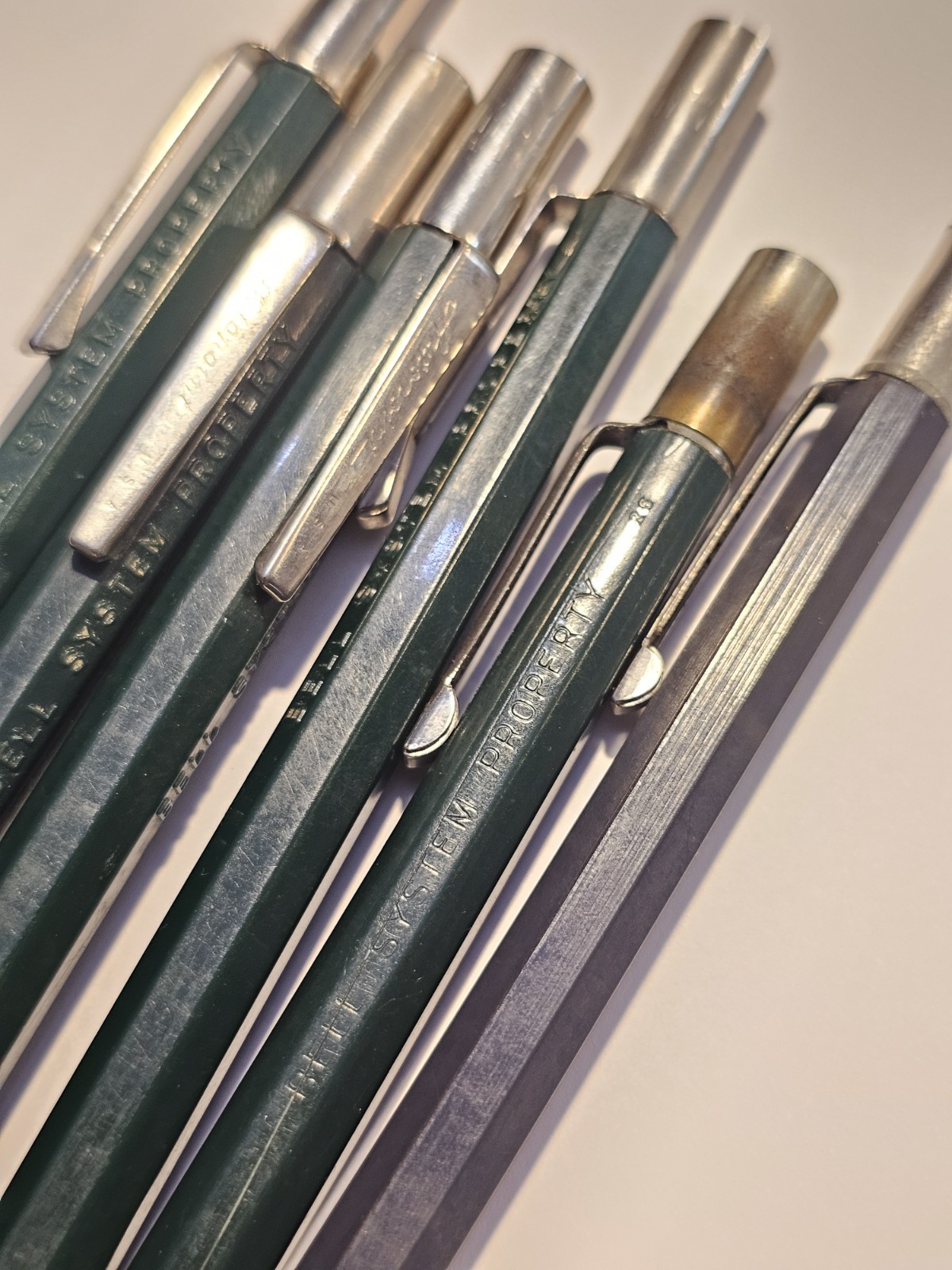 Vintage Green Durolite Bell System Property Mechanical Pencils Lot Of 6