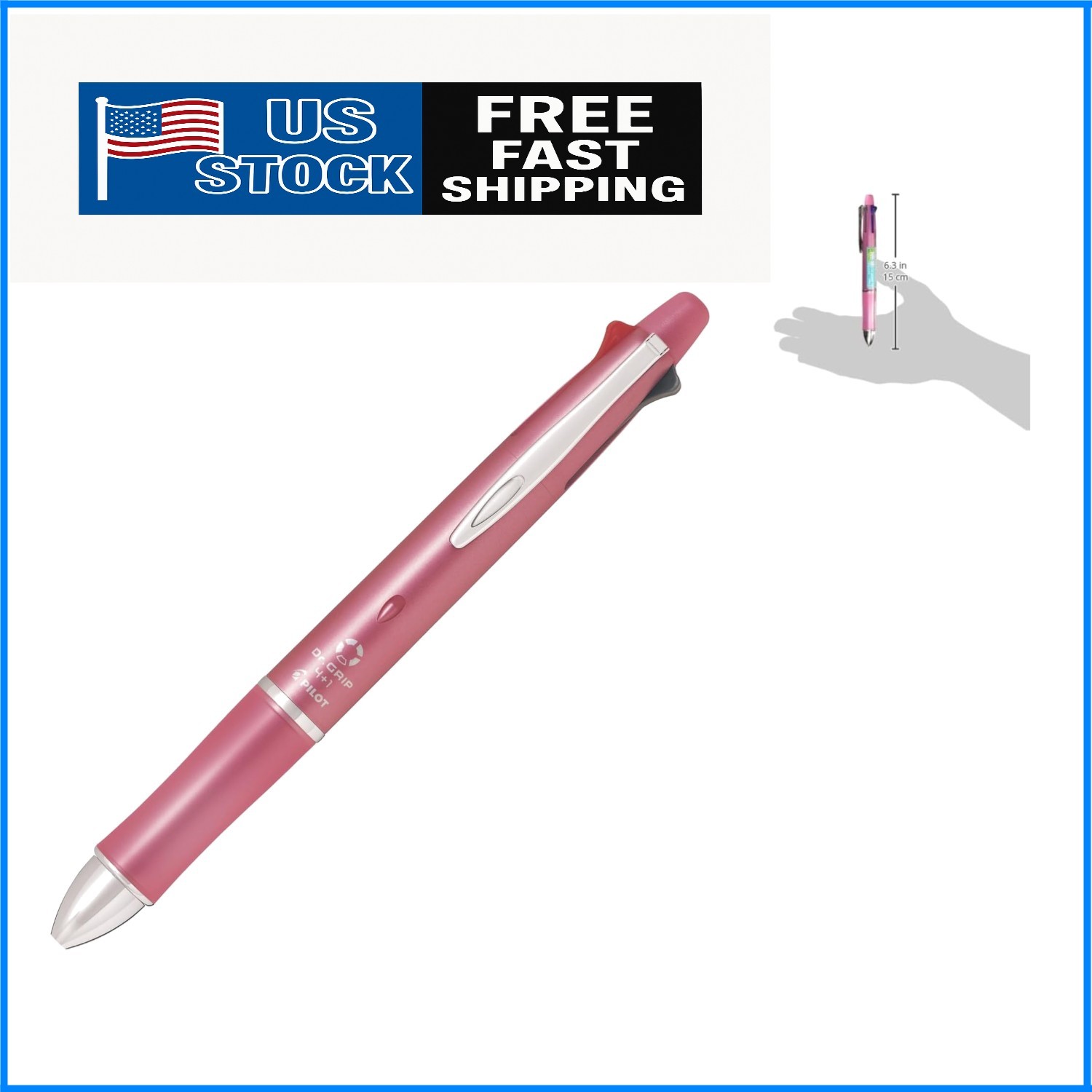 Dr. Grip 4 Plus 1 Shell Pink Multi Pen: 4 Colors & Mechanical Pencil Included