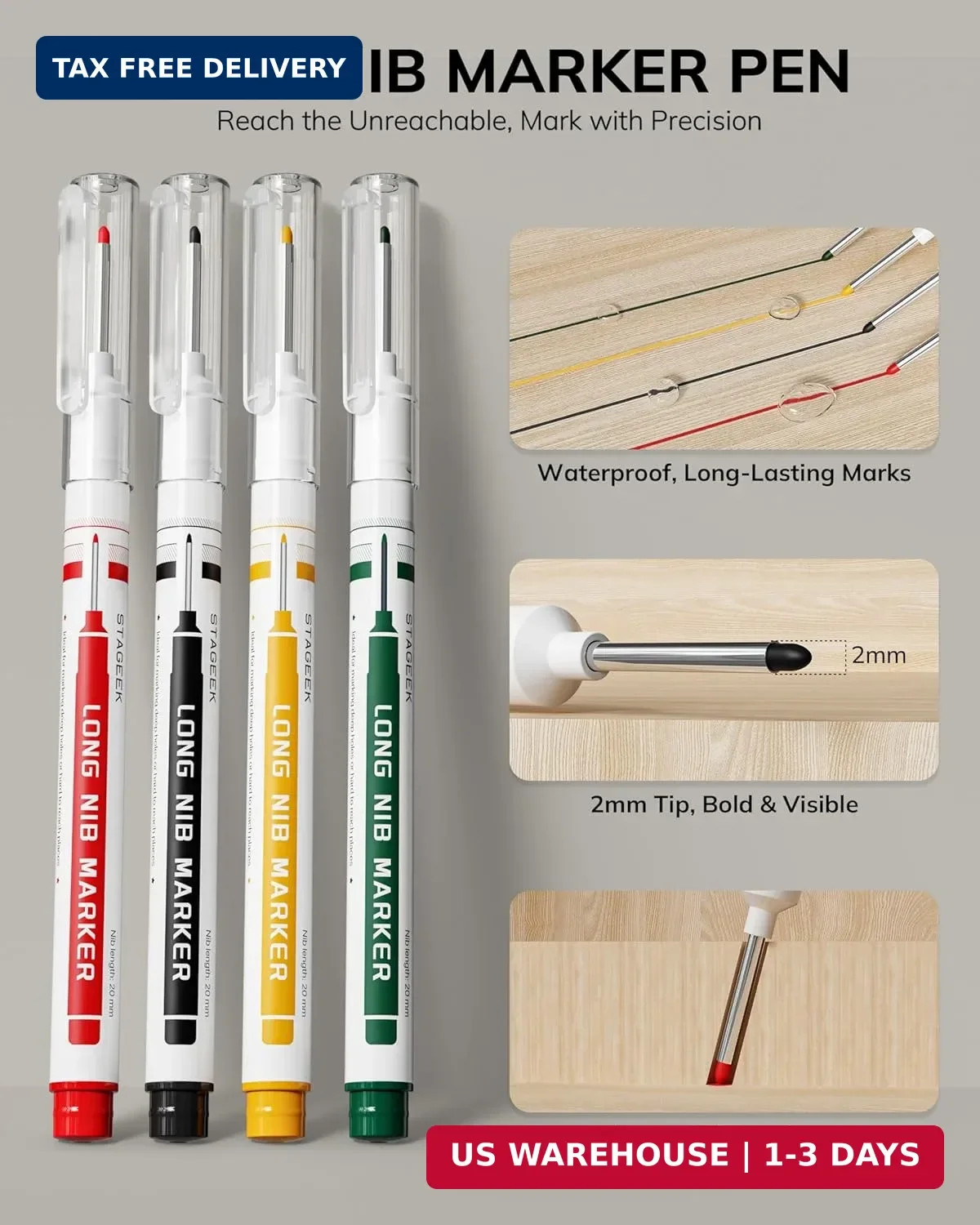 STAGEEK 4PCS Carpenter Pencils with Sharpener, Heavy Duty Woodworking Pencils, M