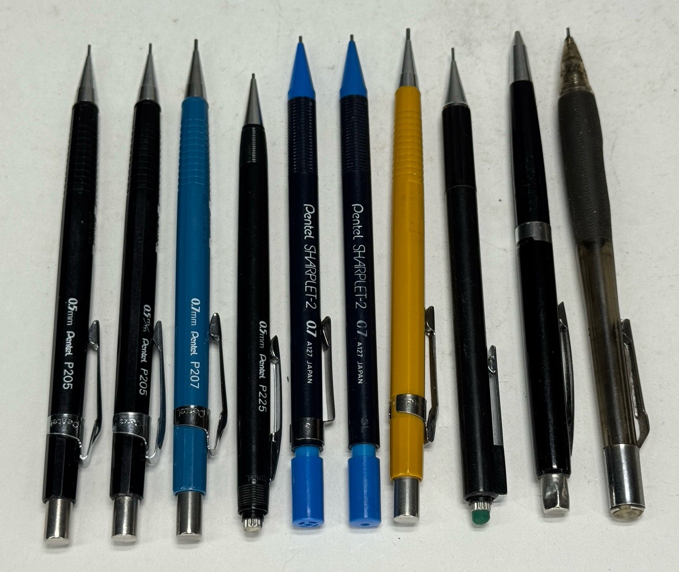 10 Pentel Mechanical Pencil Mix Lot P205 P225 P207 P209 Sharplet 2 PD345 P245 5