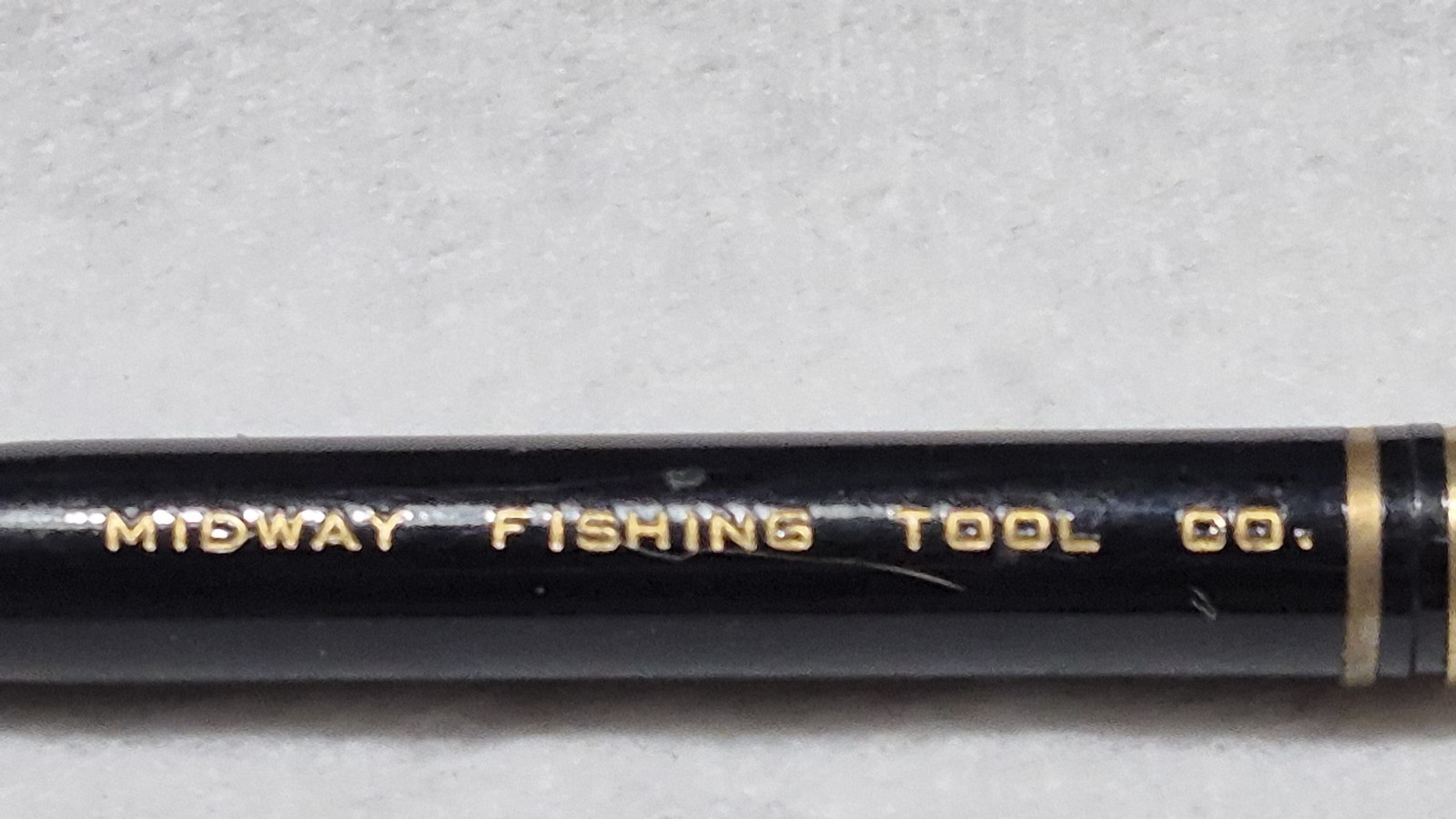 “Midway Fishing Tool Co.” Black/Polished Brass Trim Working Mech Pencil